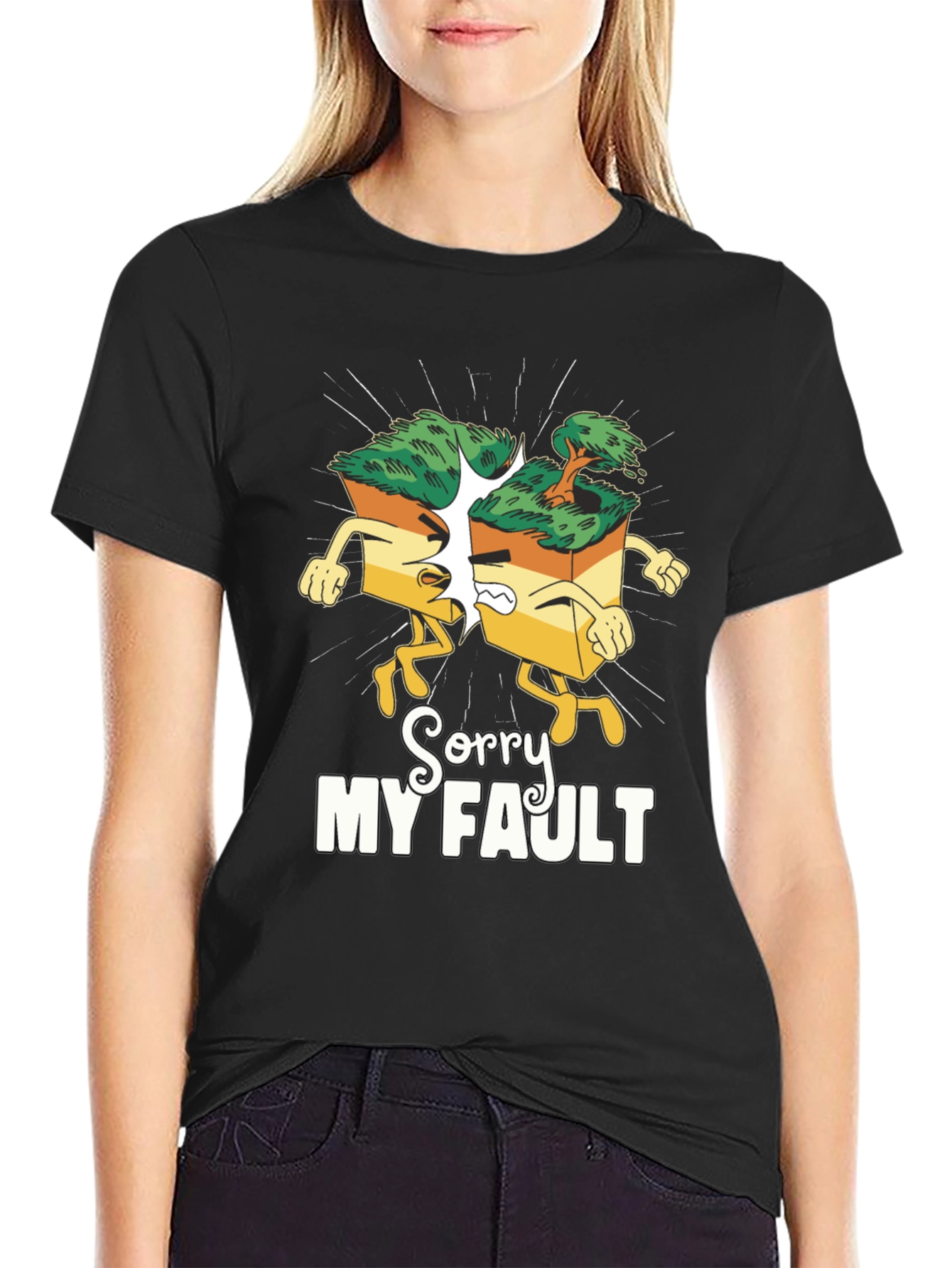 Black Sorry My Fault T-Shirt - Funny Bonsai Tree Design view 2