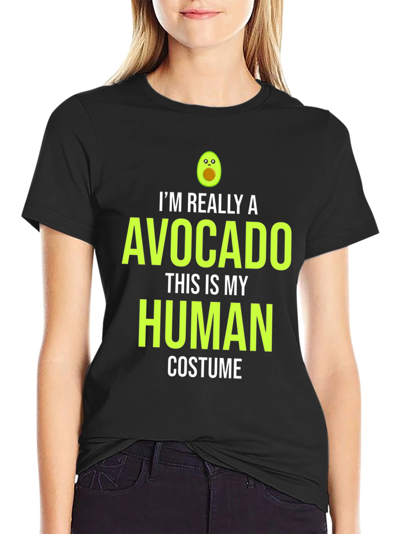 Black Avocado Human Costume T-Shirt - Funny Halloween Tee view 2