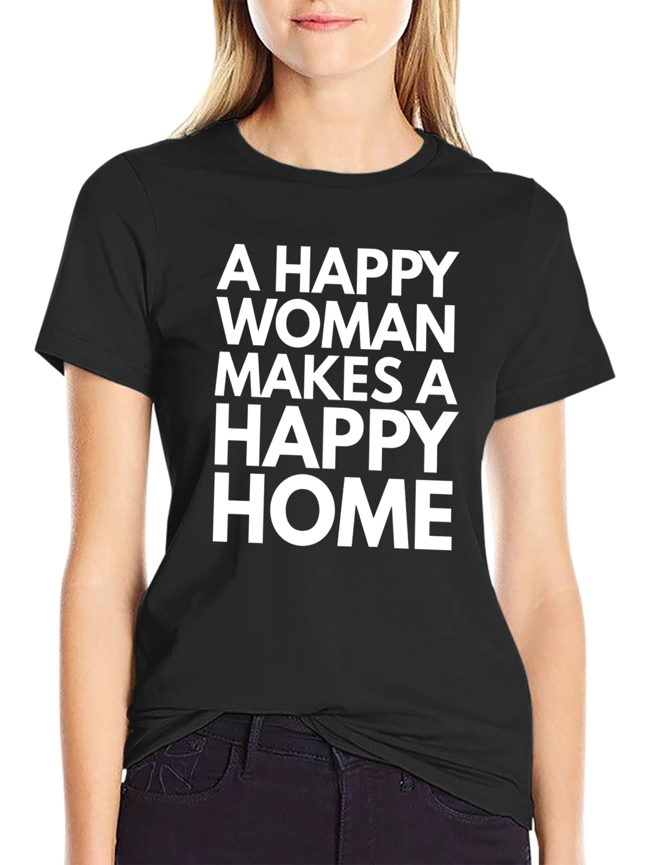 Black Happy Woman Makes a Happy Home T-Shirt view 2