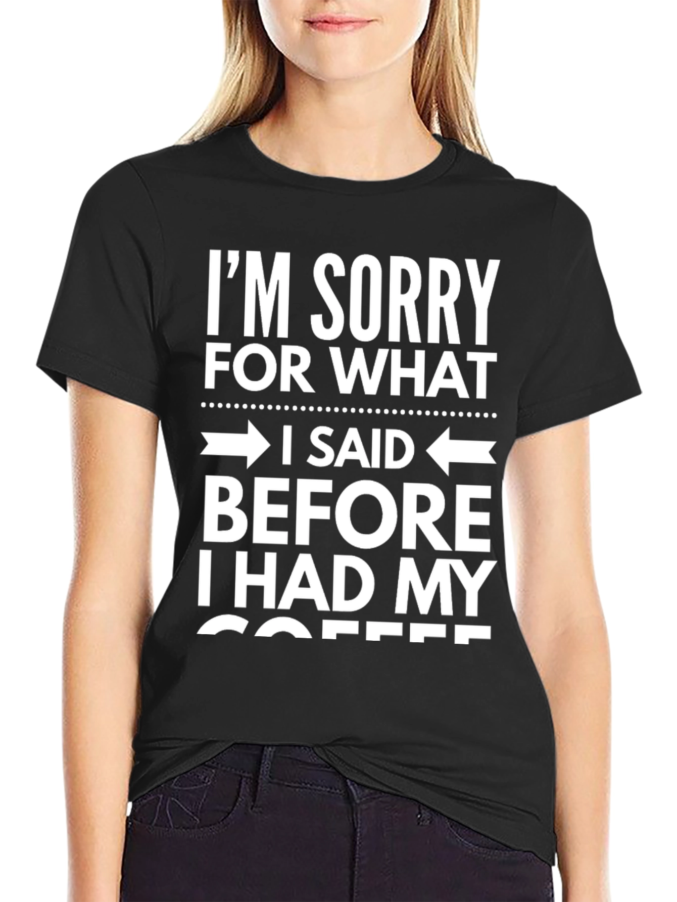 Black Funny Coffee T-Shirt - Sorry Before Coffee Graphic Tee view 2