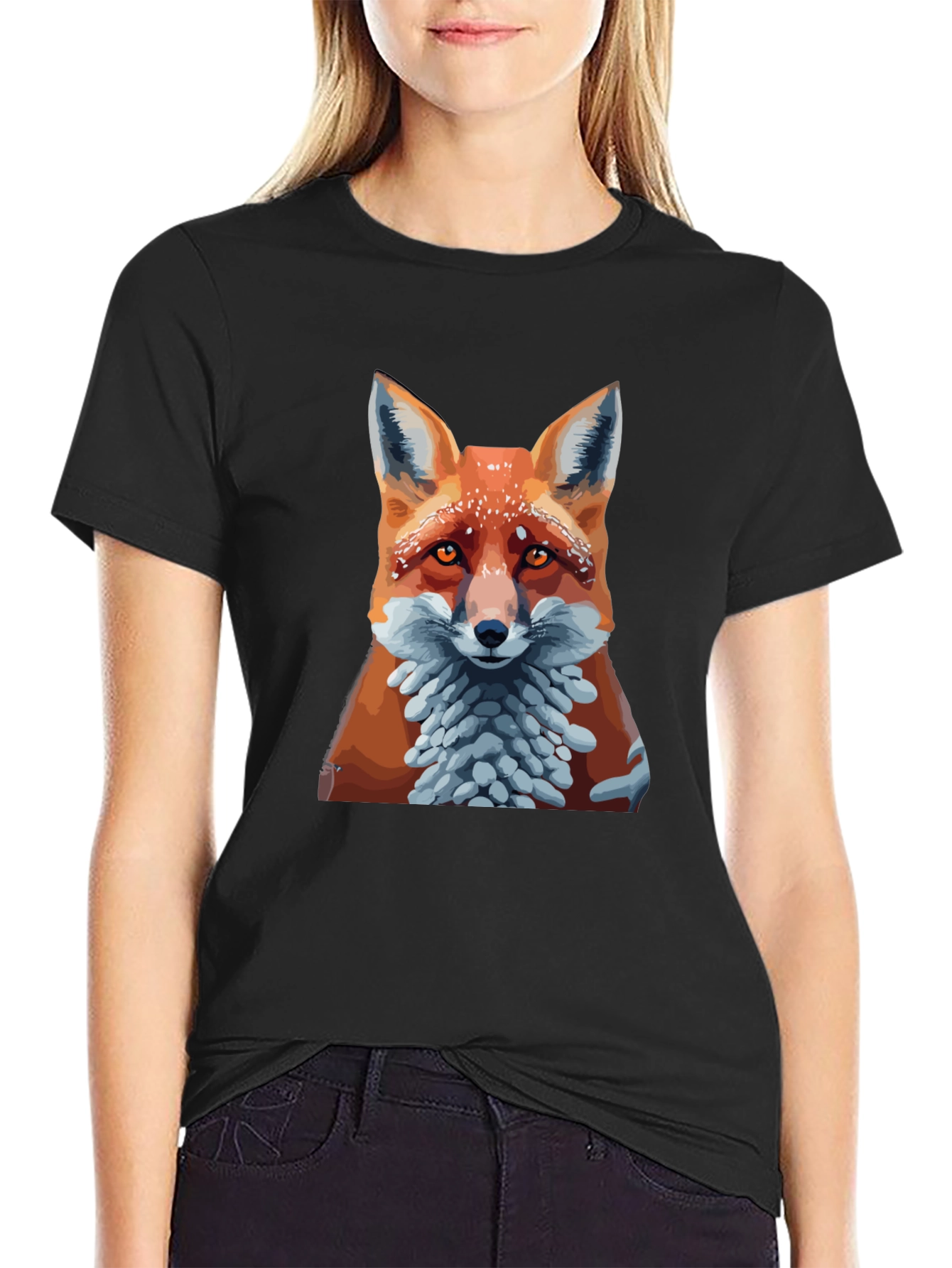 Black Fox Graphic T-Shirt - Stylish Animal Design view 2