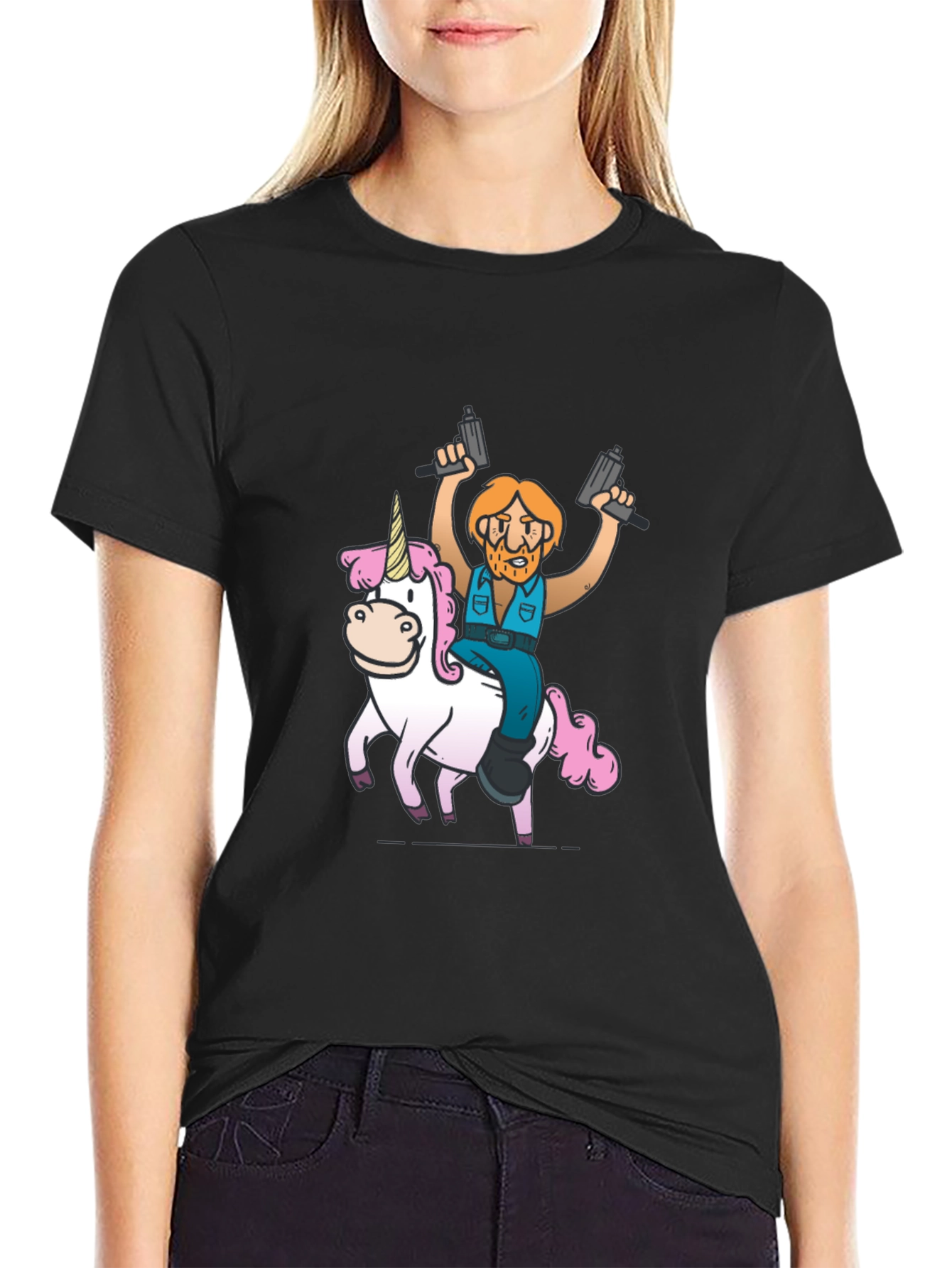 Black Unicorn Rider Graphic T-Shirt view 2