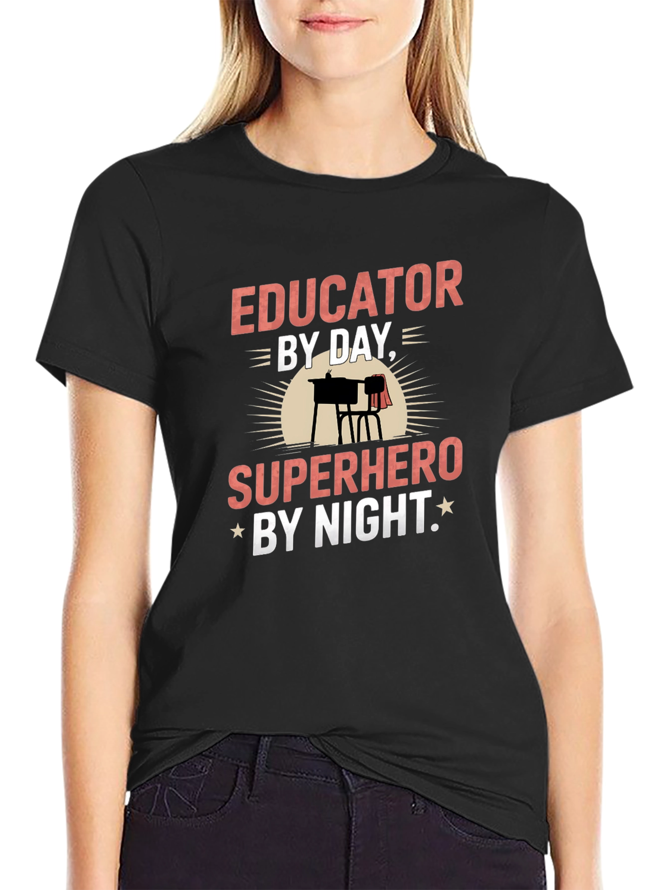 Black Educator Superhero T-Shirt view 2