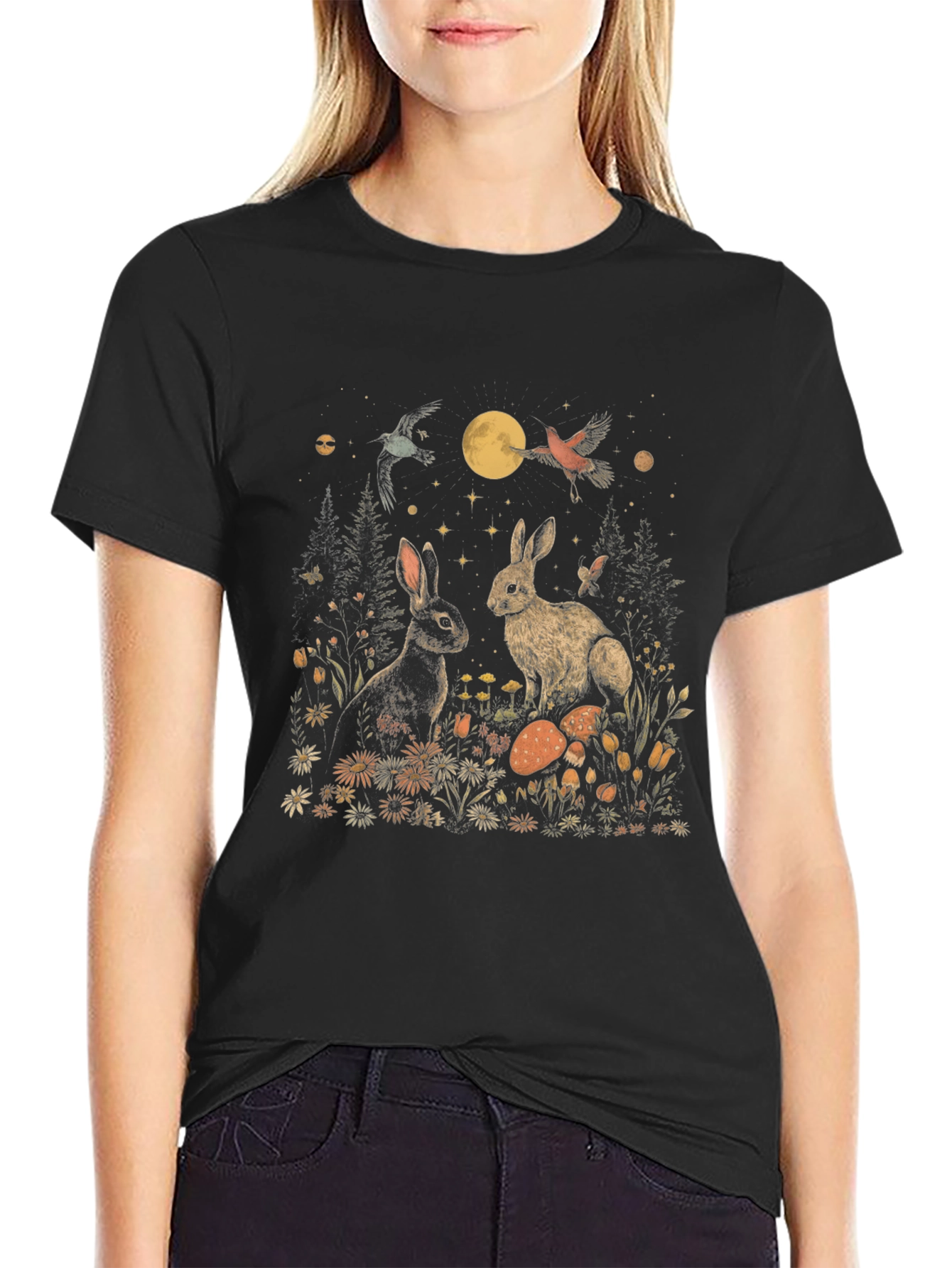 Black Enchanted Meadow Graphic Tee view 2
