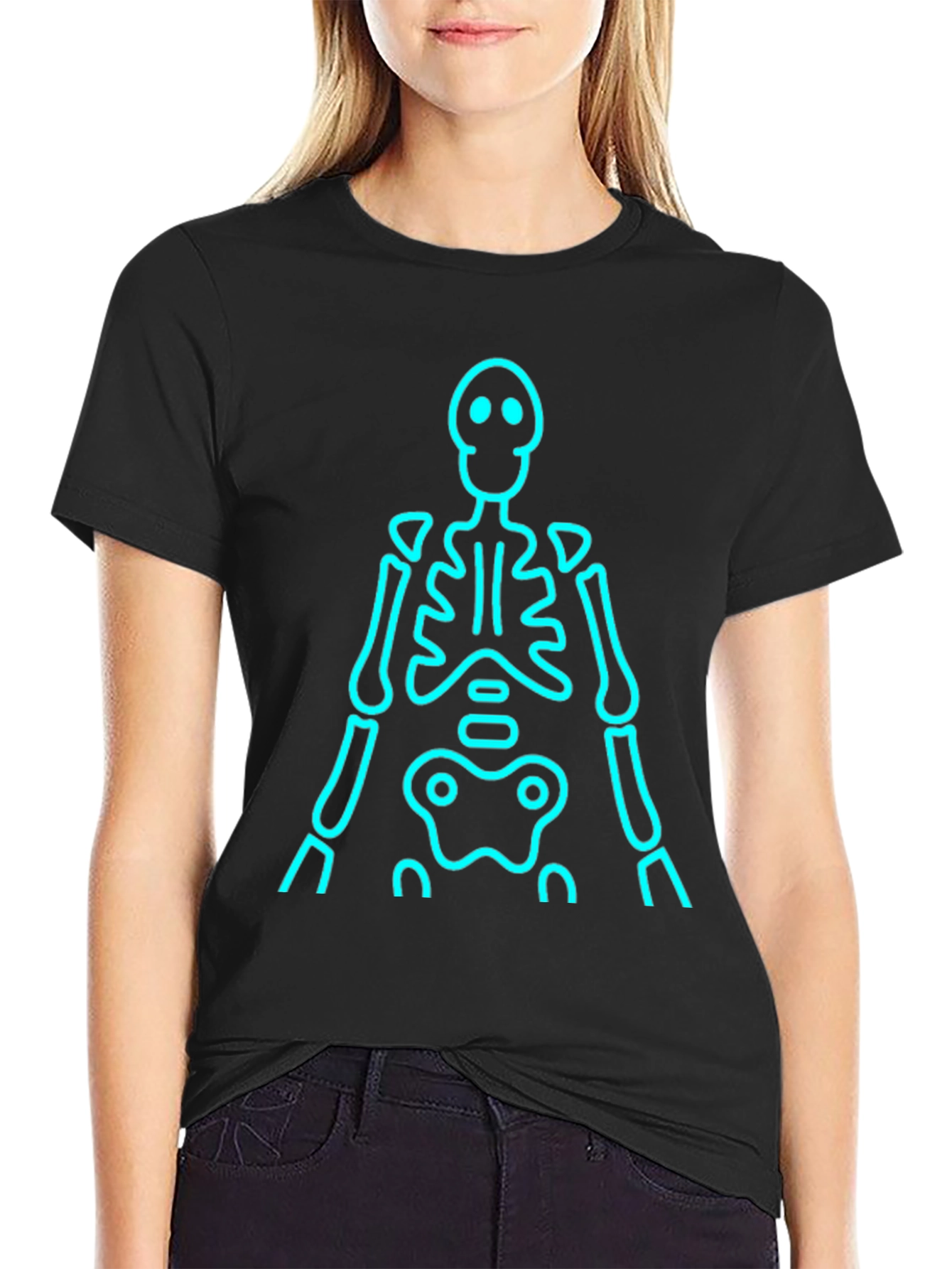 Black Skeleton Glow T-Shirt - Black view 2
