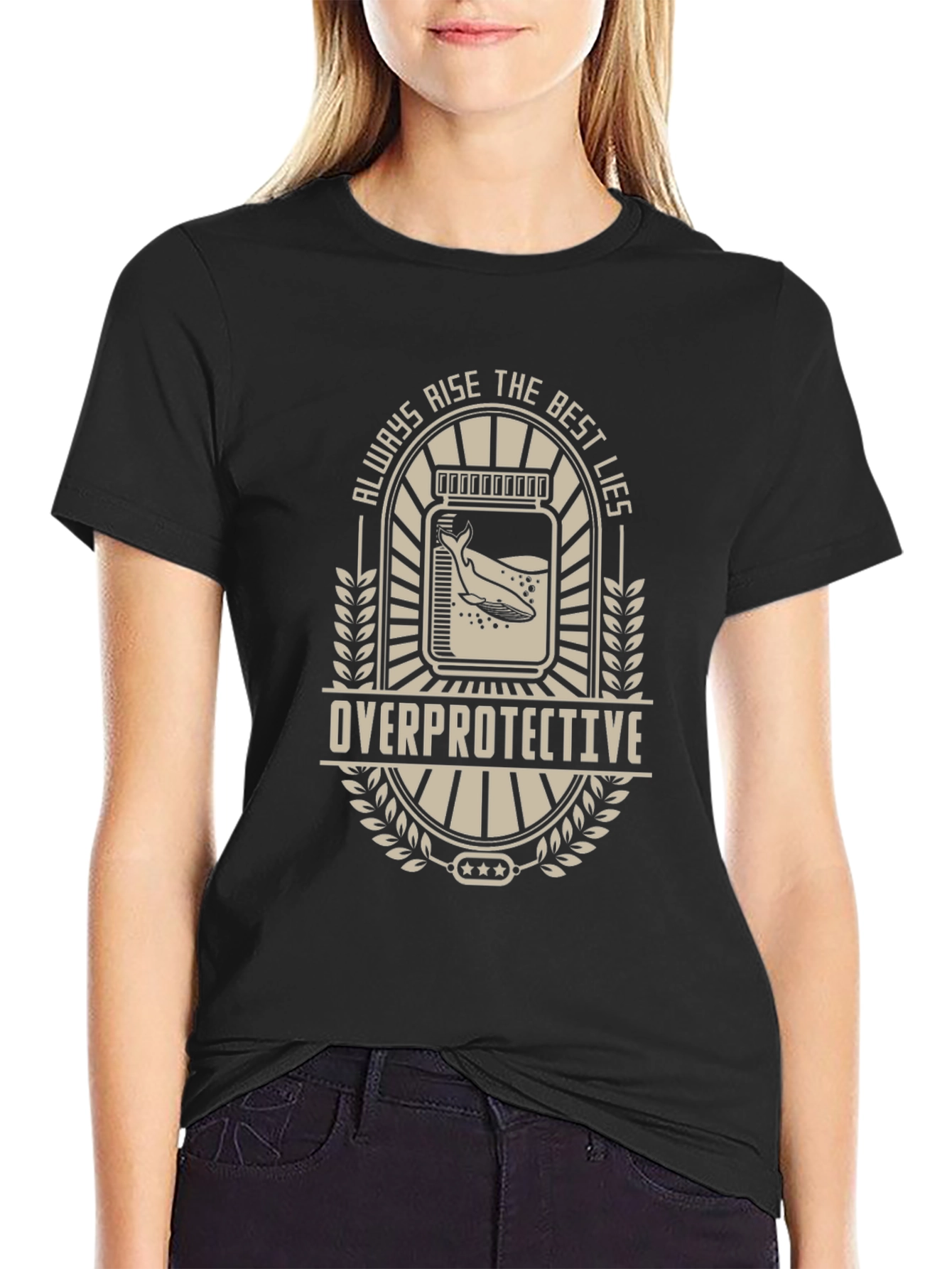Black Overprotective Whale Graphic Tee view 2