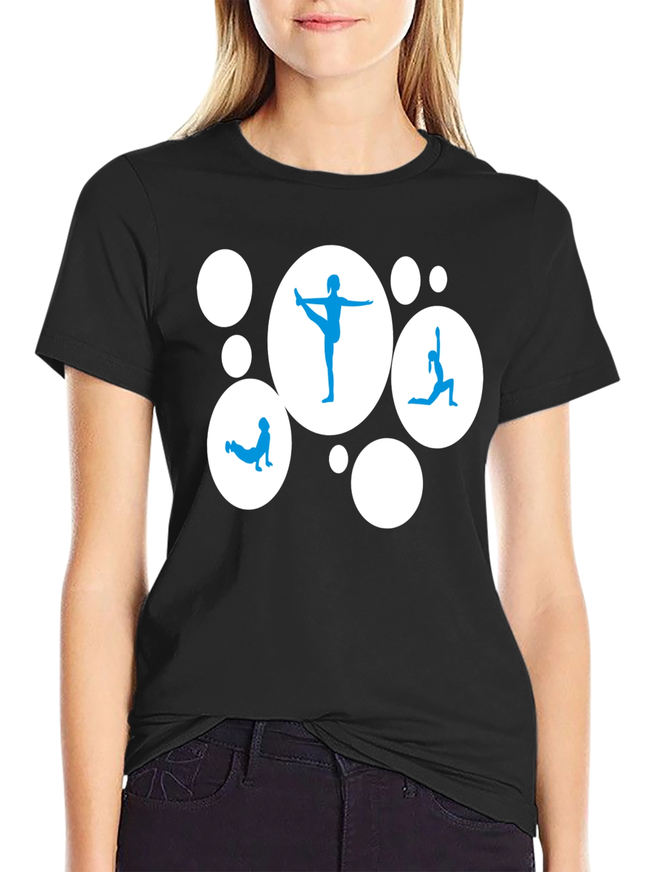 Black Yoga Pose Graphic Tee - Black Casual Shirt view 2