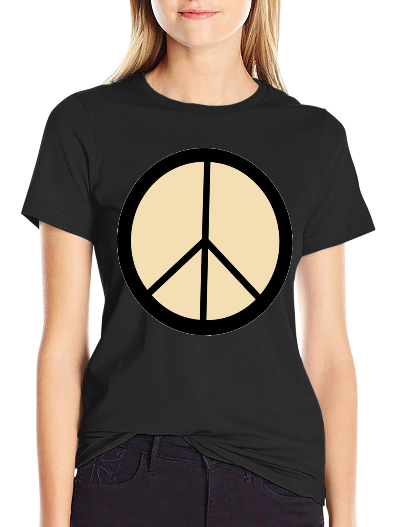 Black Peace Sign T-Shirt - Stylish & Comfortable Casual Wear view 2