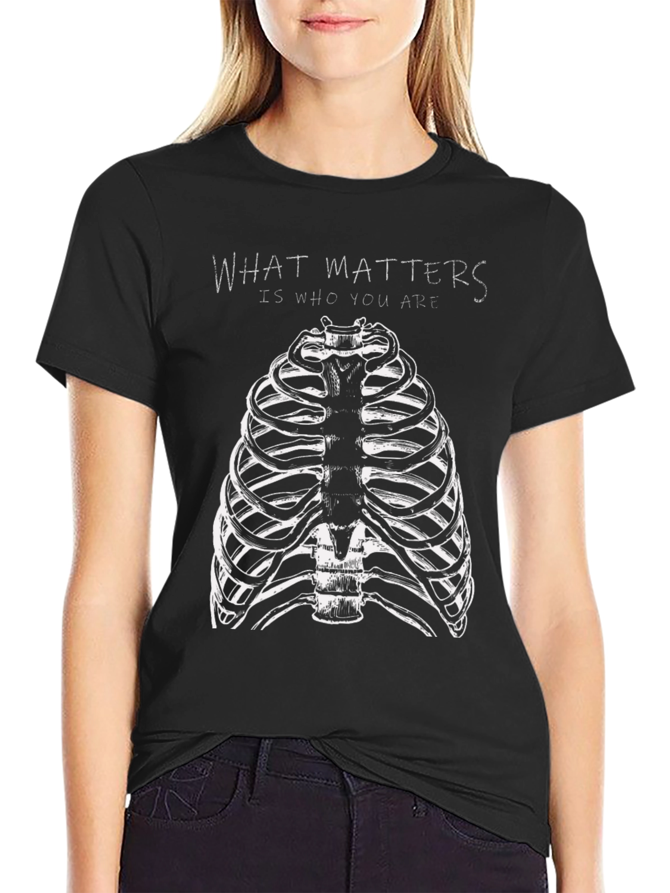 Black Rib Cage Graphic Tee - What Matters Is Who You Are view 2