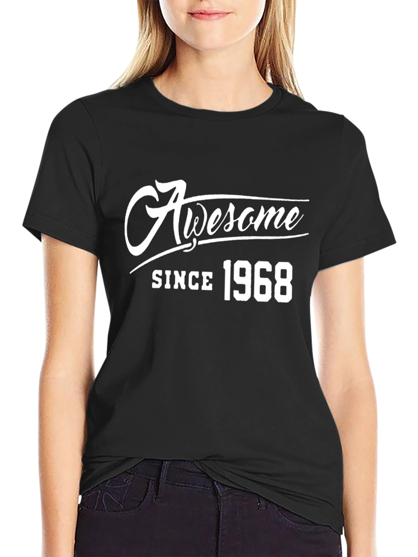 Black Awesome Since 1968 Graphic Tee - Black view 2