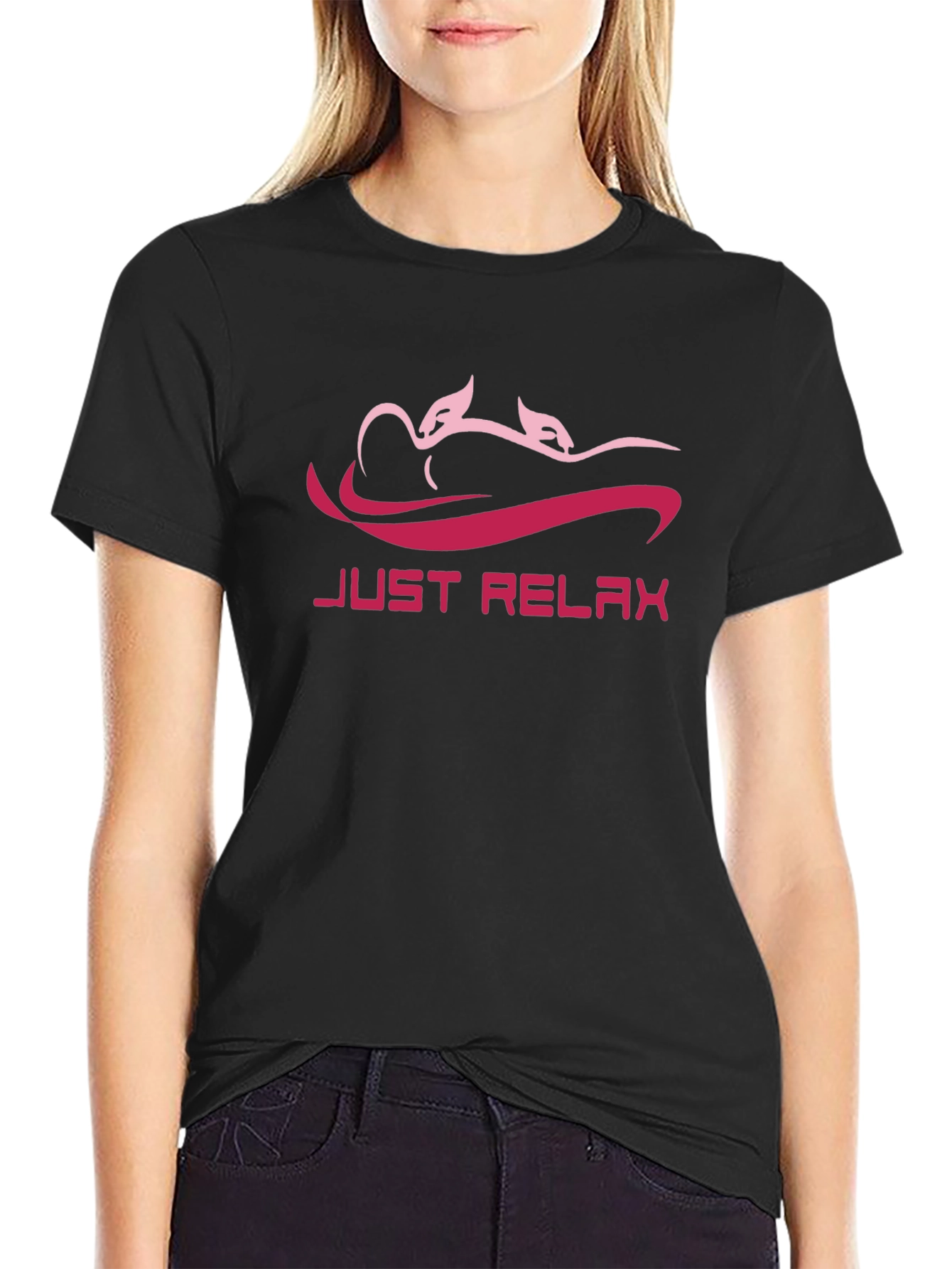 Black Just Relax Tee - Stylish Graphic T-Shirt view 2