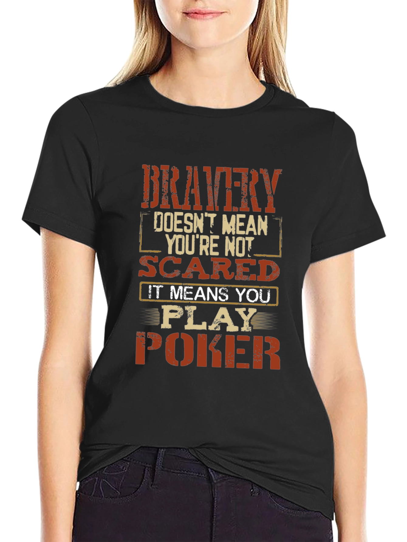 Black Bravery Poker T-Shirt - Bold Graphic Tee view 2