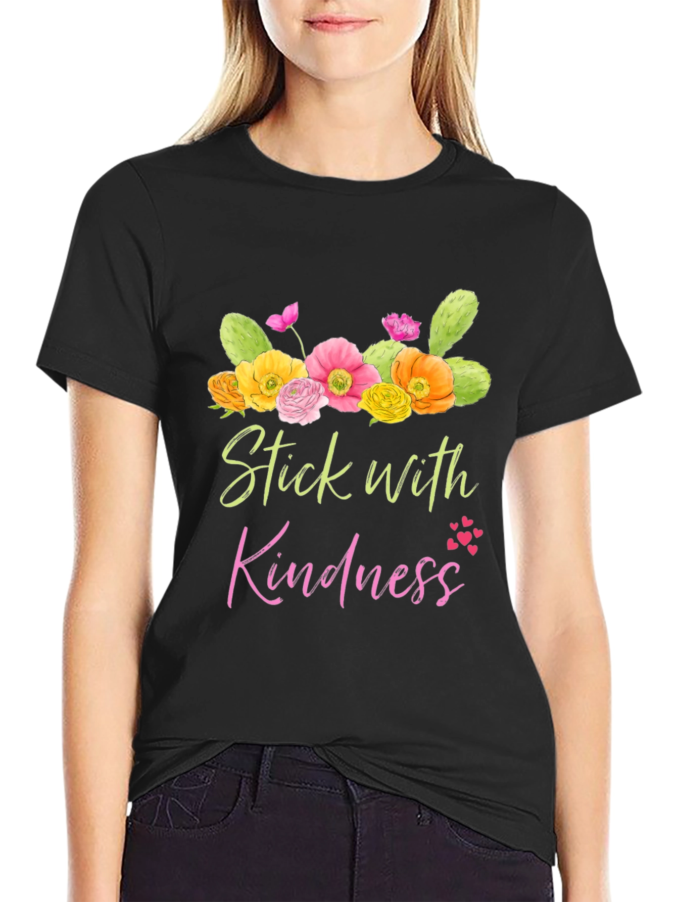 Black Stick with Kindness Graphic Tee view 2