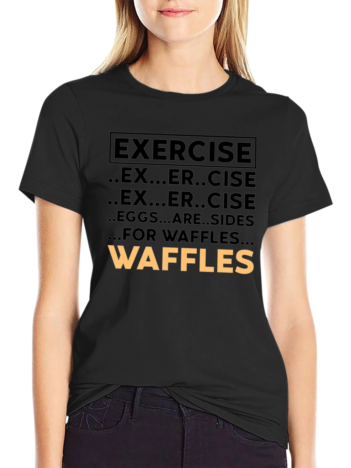 Black Exercise Waffles Graphic Tee view 2