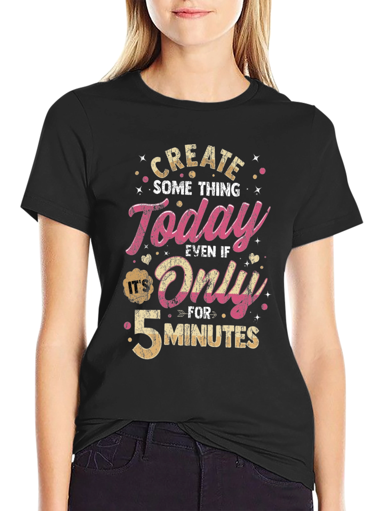 Black Create Something Today T-Shirt - Motivational Design view 2