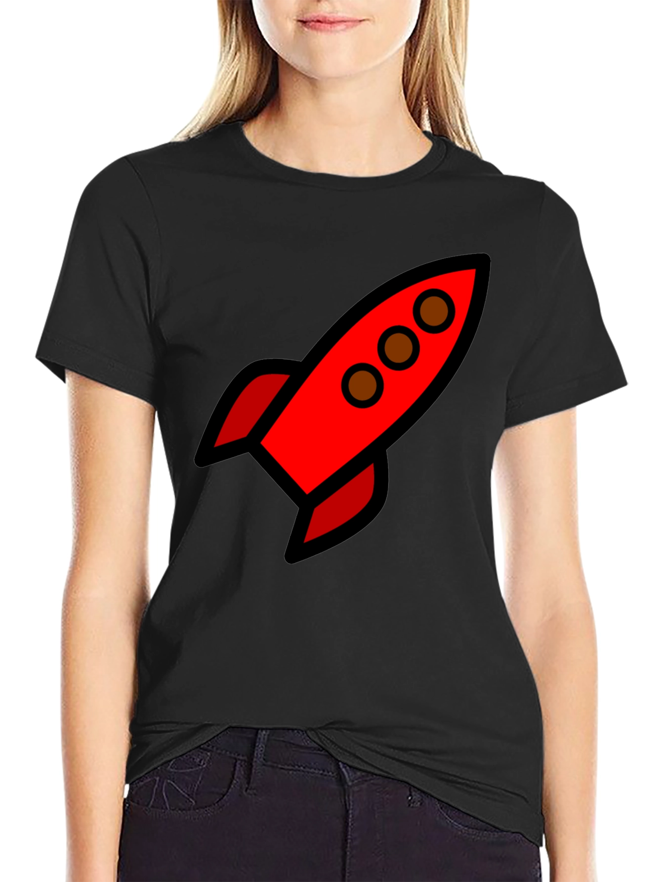Black Retro Rocket Black T-Shirt view 2