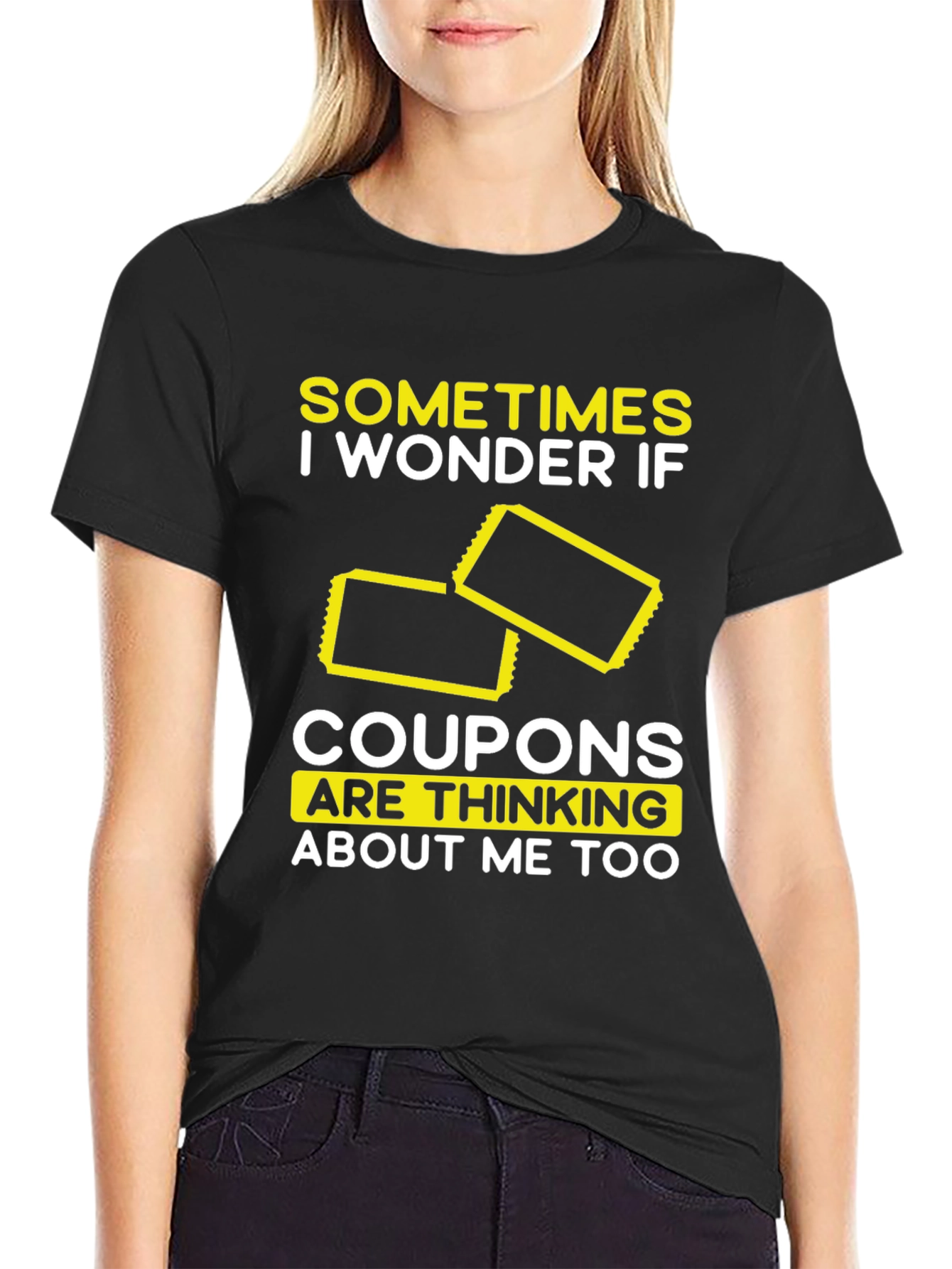 Black Coupon Thinking T-Shirt, Funny Graphic Tee view 2