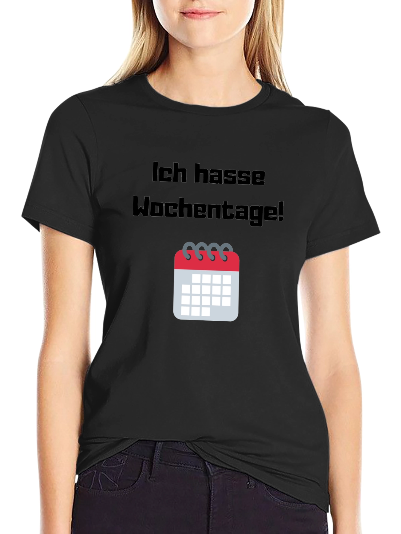 Black Ich Hasse Wochentage! T-Shirt view 2