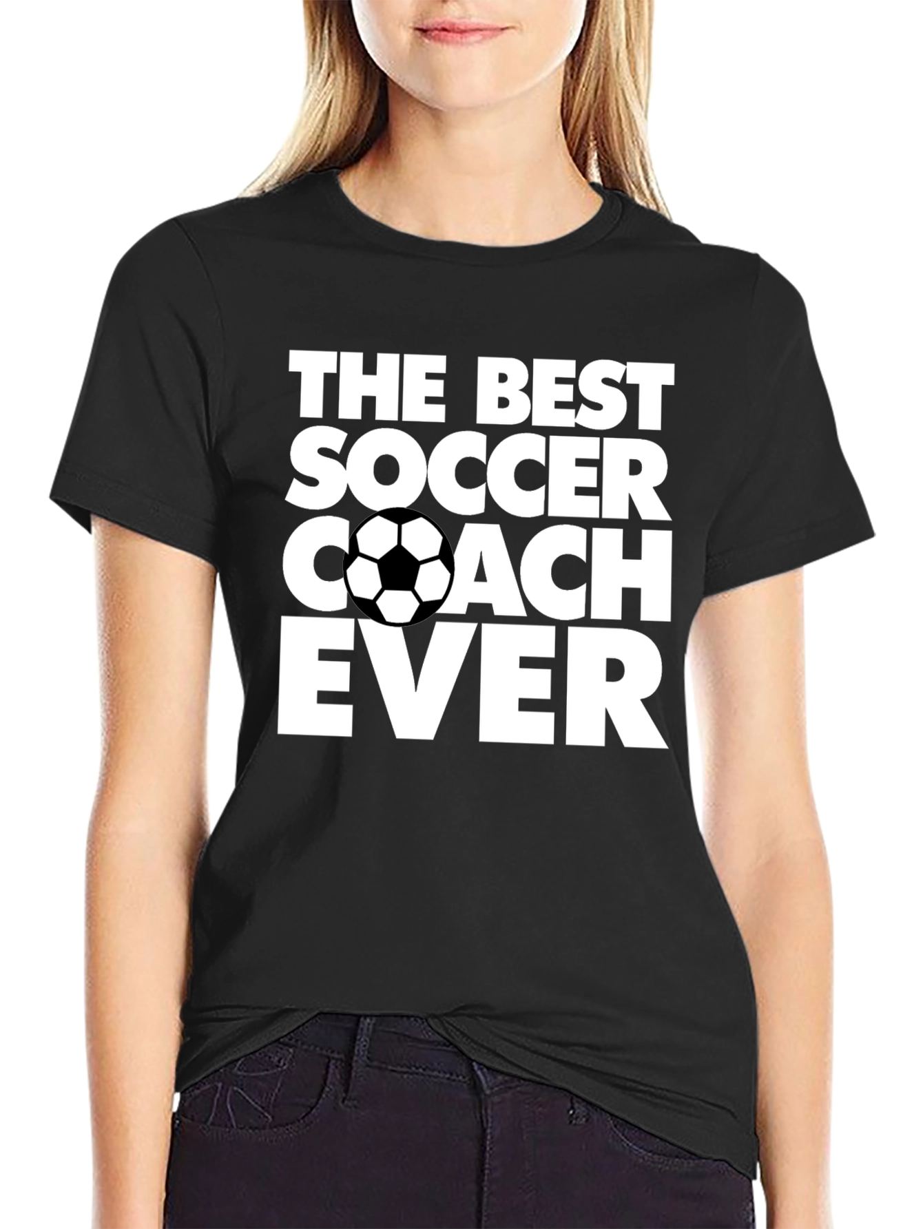 Black Best Soccer Coach Ever Graphic T-Shirt view 2