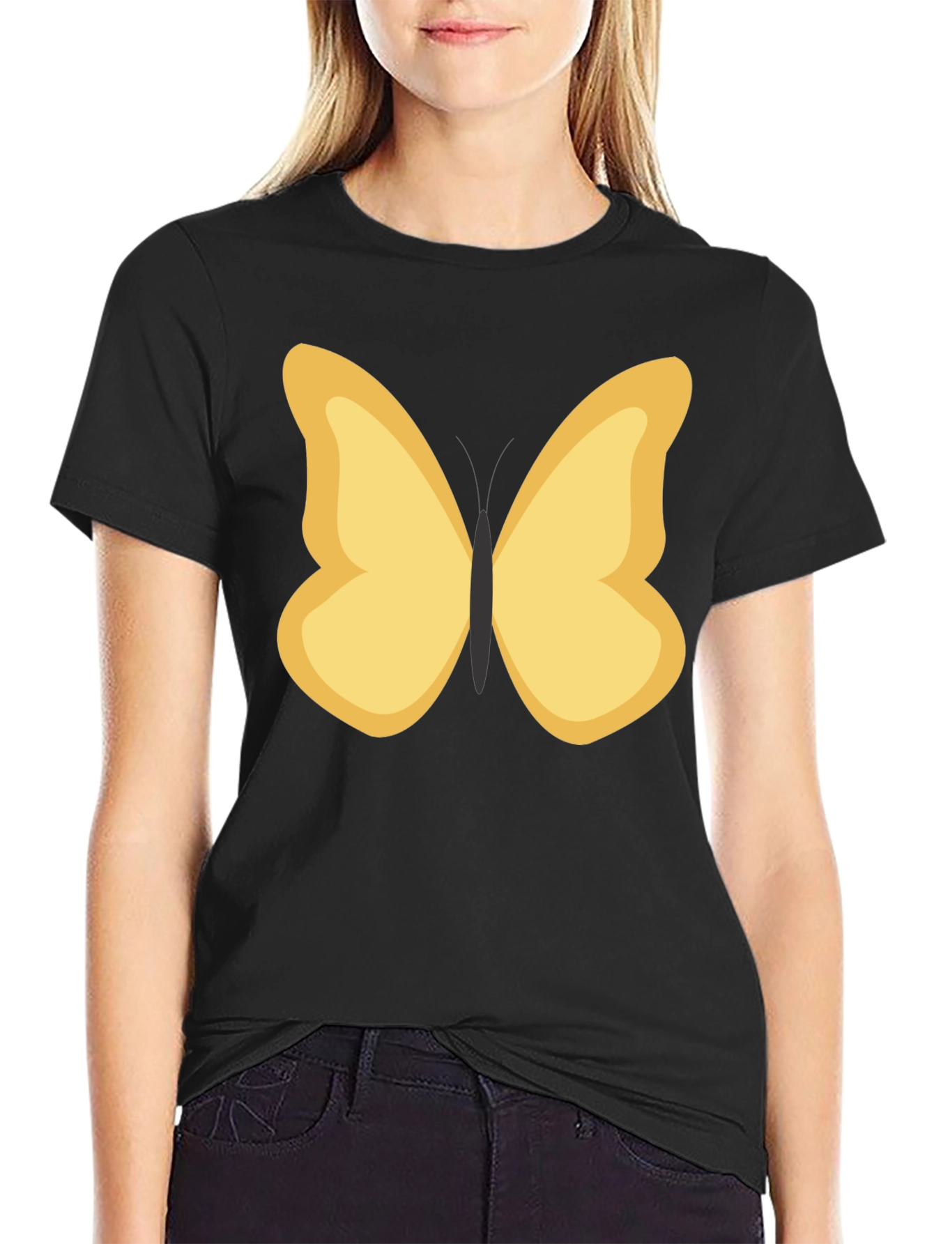 Black Butterfly Graphic Tee - Stylish Casual Wear view 2