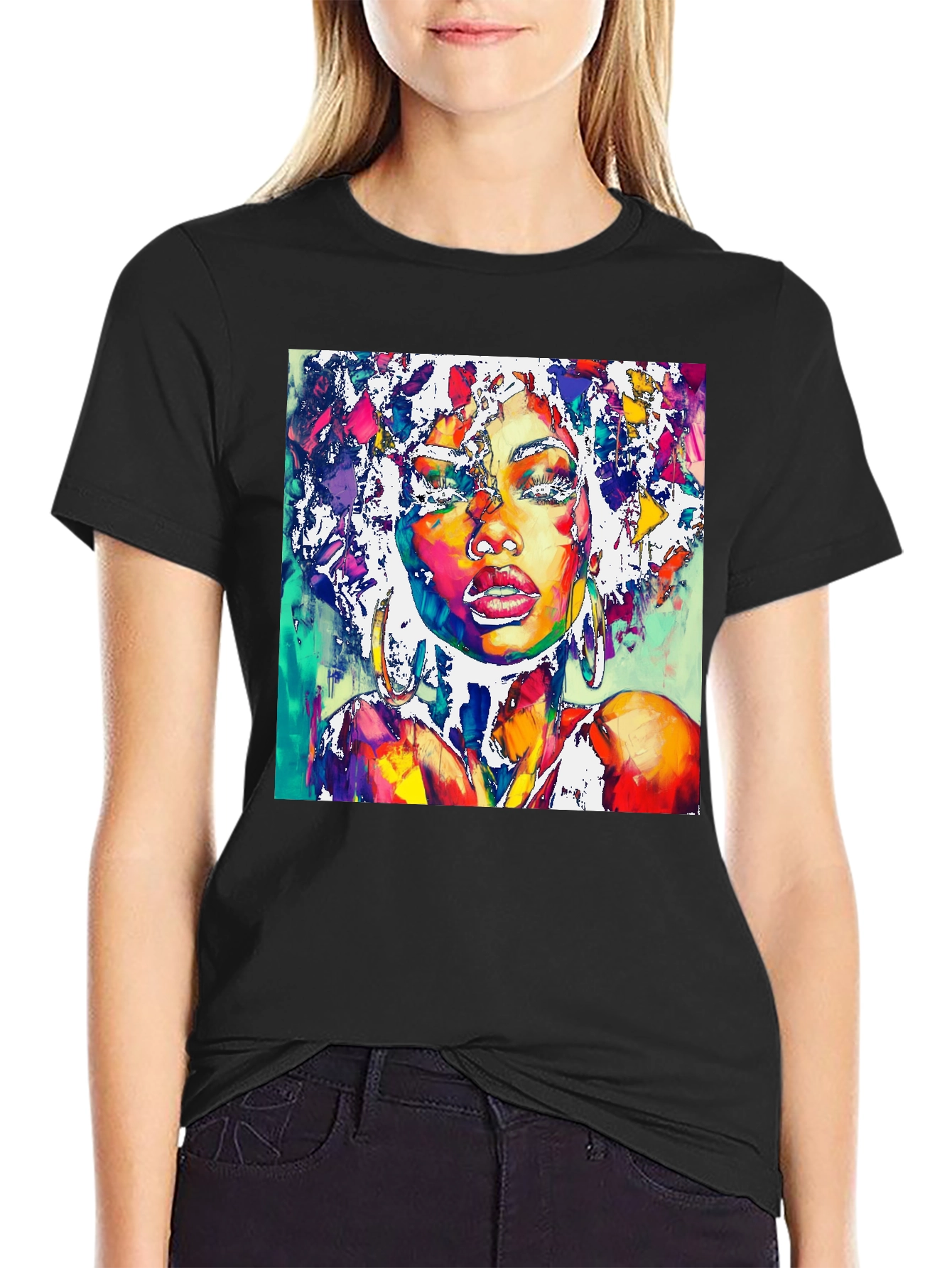 Black Vibrant Woman Portrait Graphic T-Shirt view 2