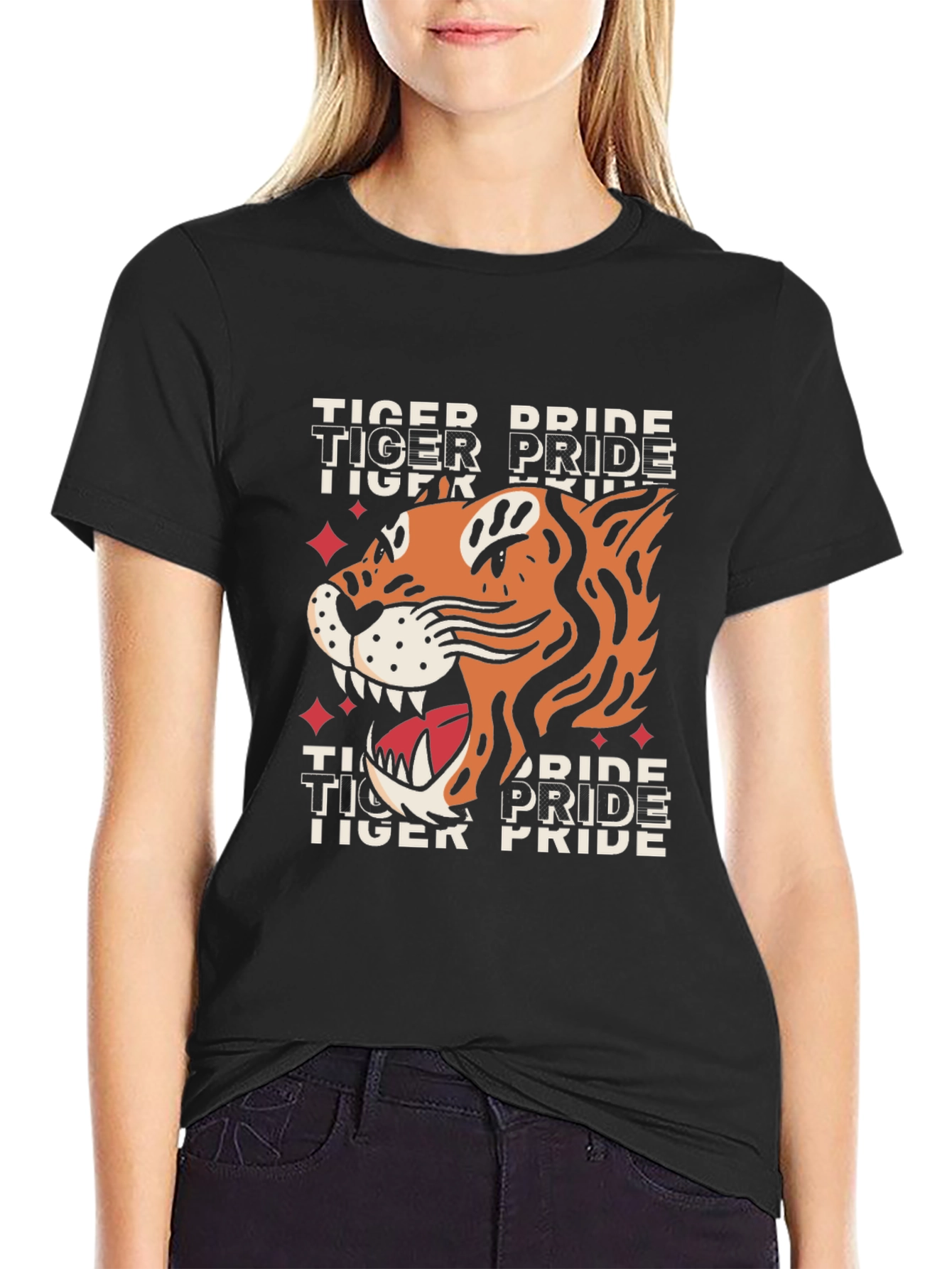 Black Tiger Pride Graphic Tee - Bold Animal Print view 2