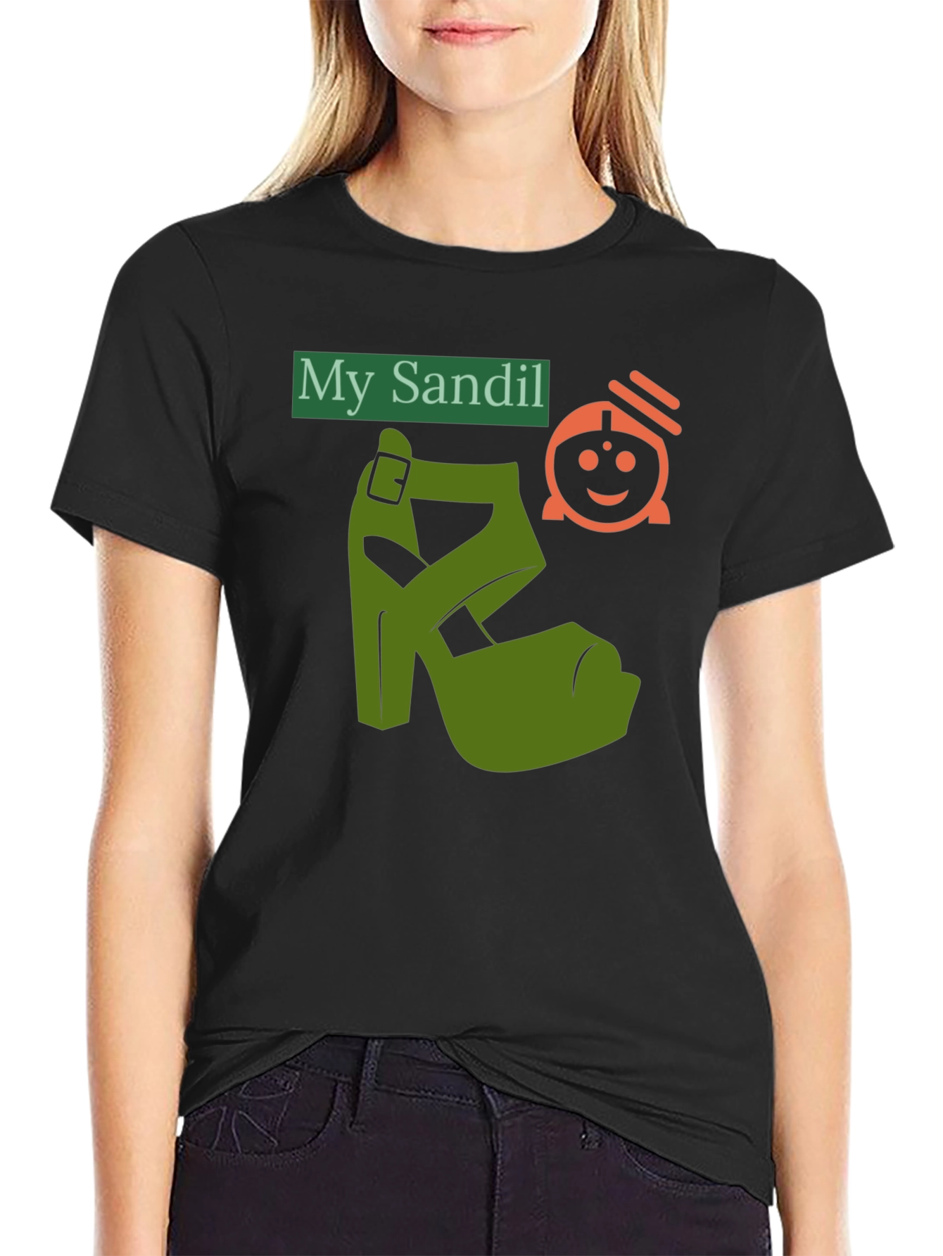 Black Novelty T-Shirt: "My Sandil" Graphic Tee view 2