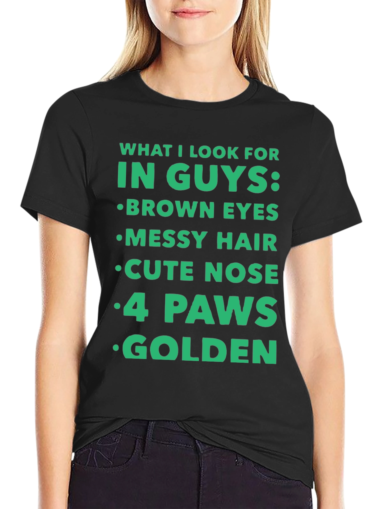 Black Funny "What I Look For In Guys" T-Shirt - Dog Lover view 2