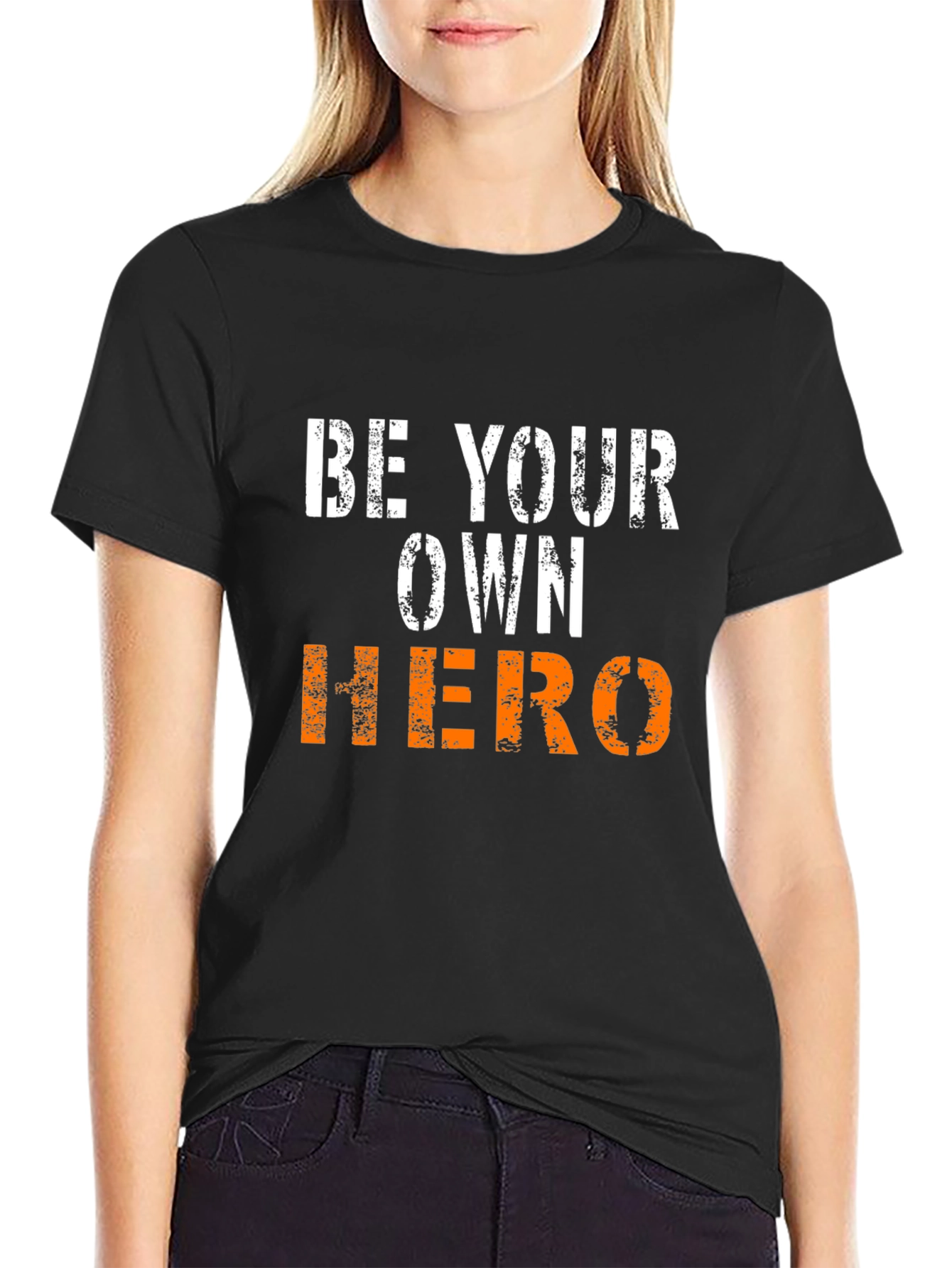 Black Be Your Own Hero Graphic Tee - Motivational Shirt view 2