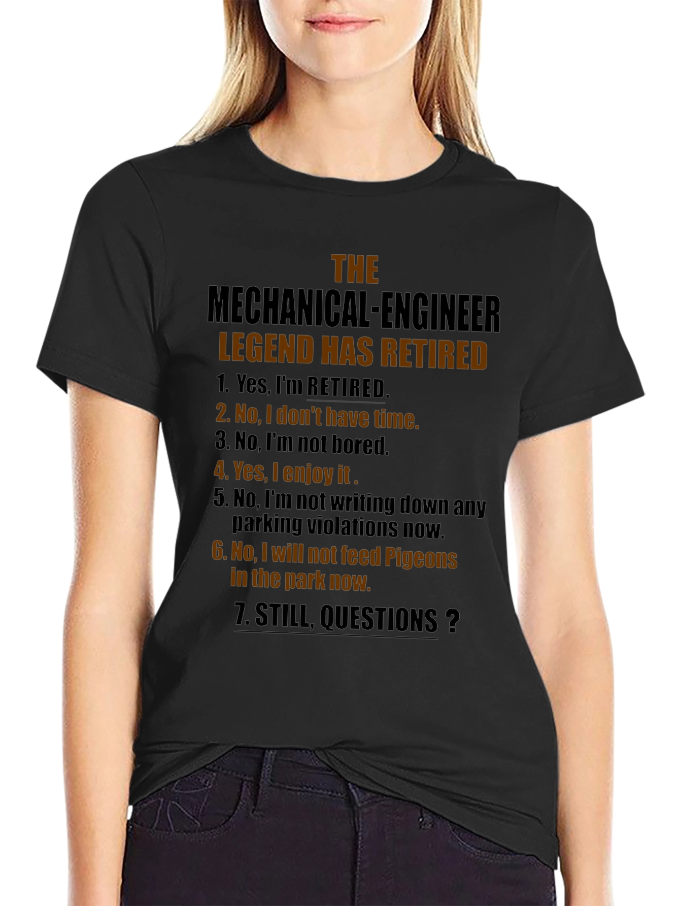 Black Retired Mechanical Engineer T-Shirt Funny Gift view 2