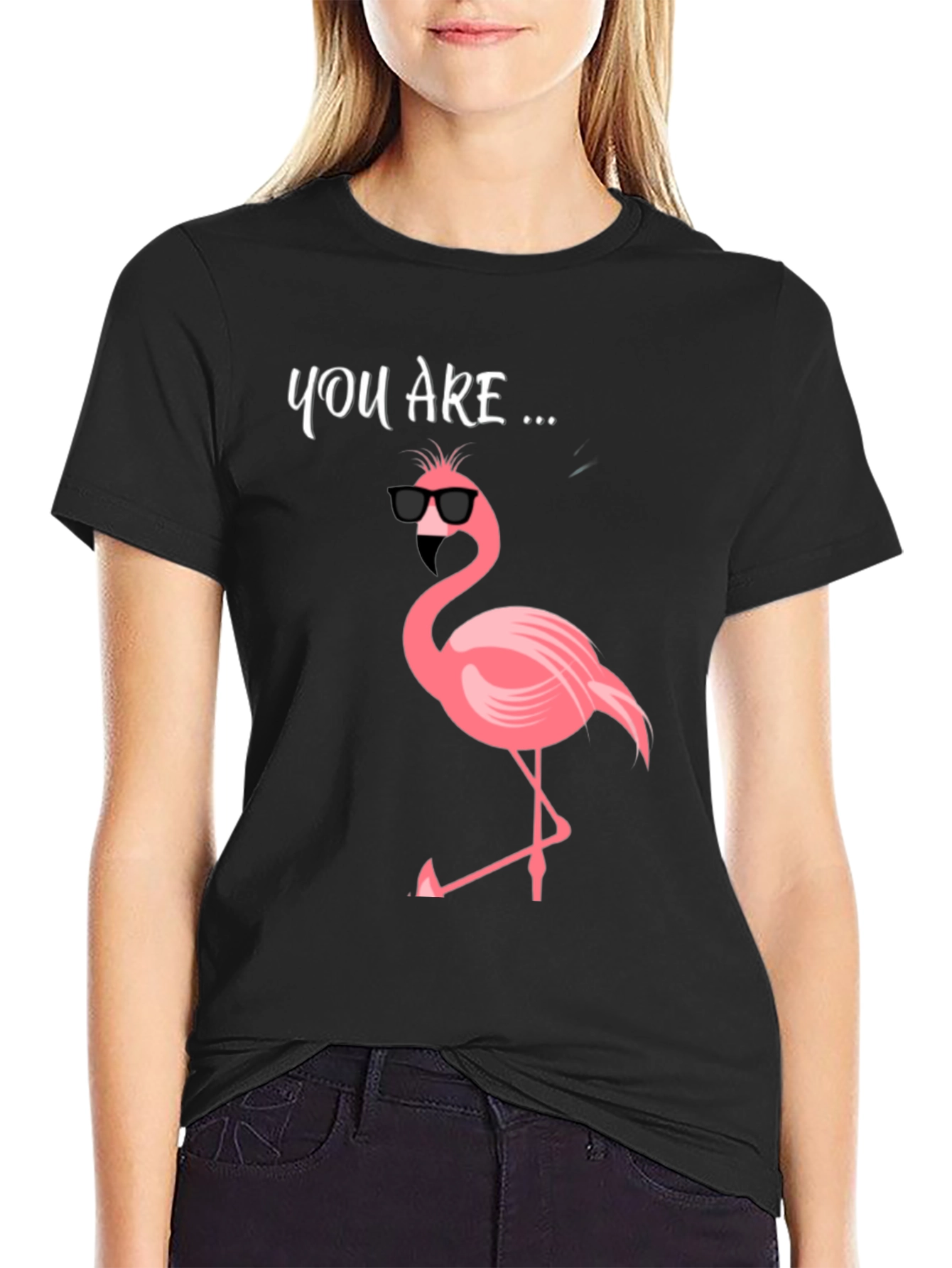 Black Cool Flamingo Graphic Tee - Men's Black T-Shirt view 2