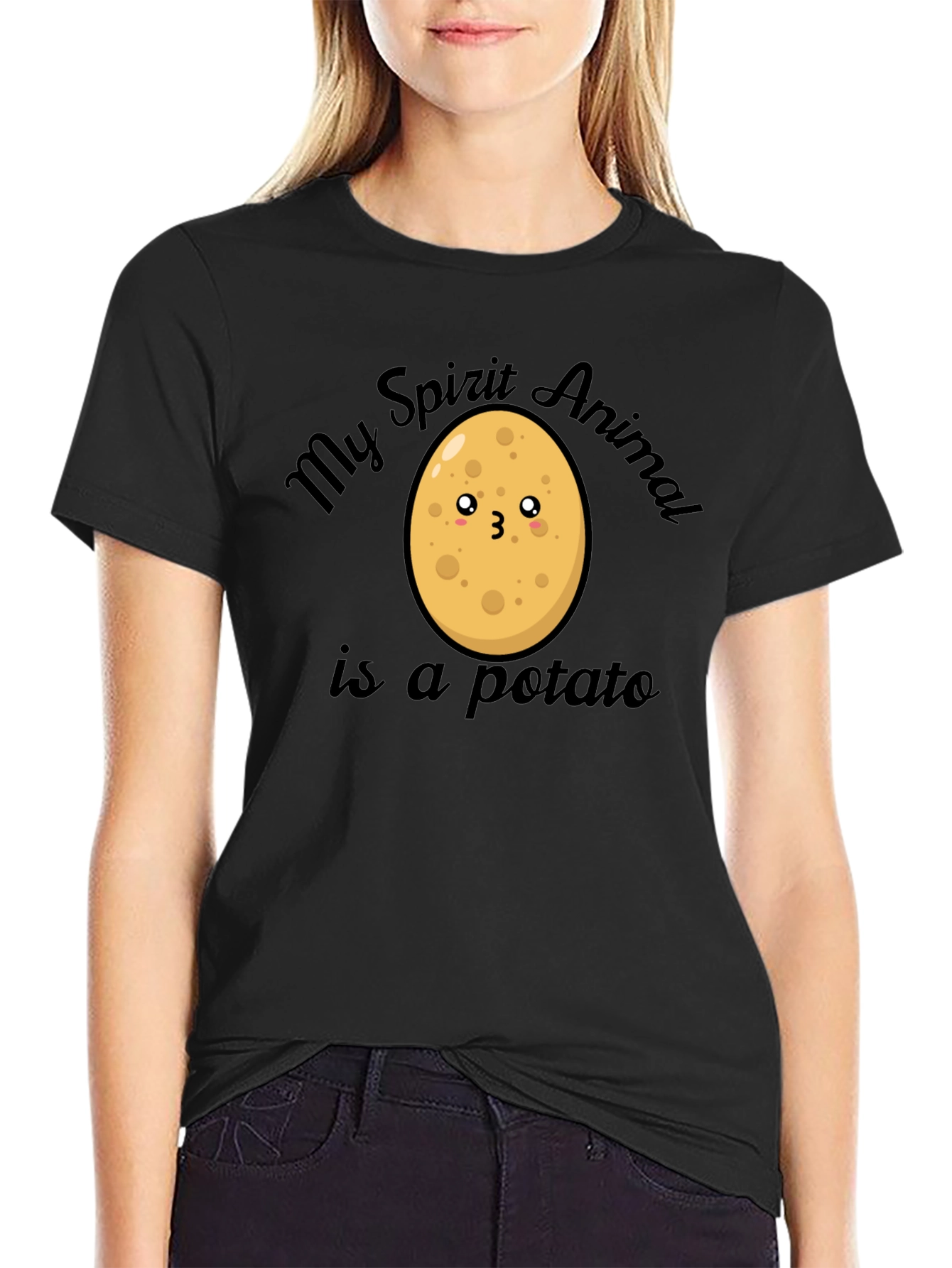 Black My Spirit Animal is a Potato T-Shirt view 2