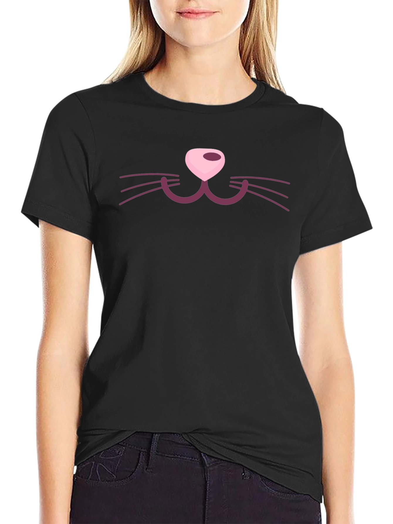 Black Cat Face Graphic Tee - Fun Novelty Shirt view 2