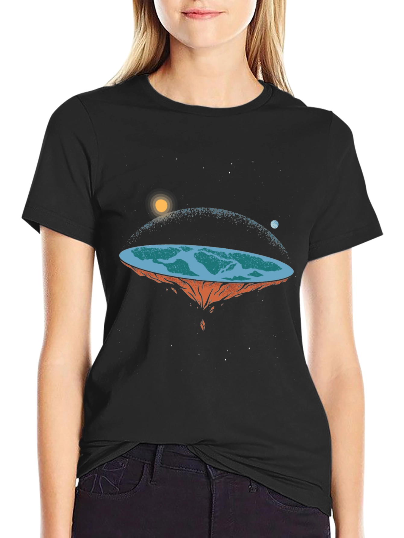 Black Flat Earth Graphic Tee view 2