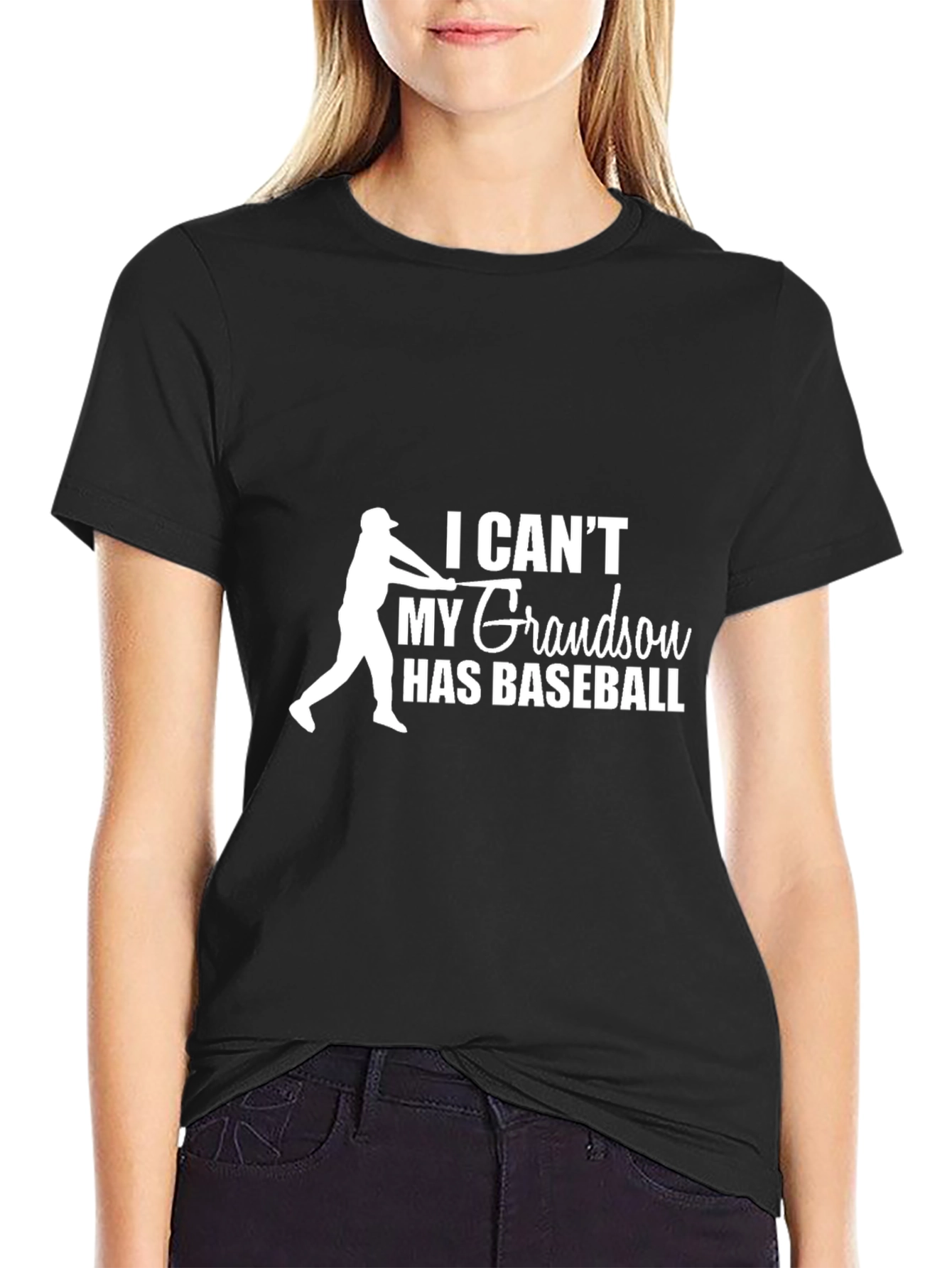 Black Grandson Baseball T-Shirt - Black view 2