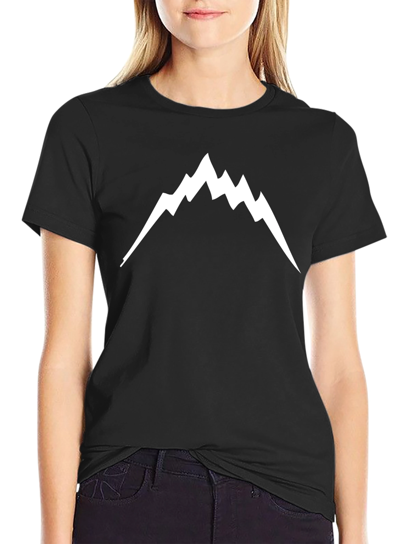Black Mountain Peak Graphic Tee - Black Cotton Shirt view 2