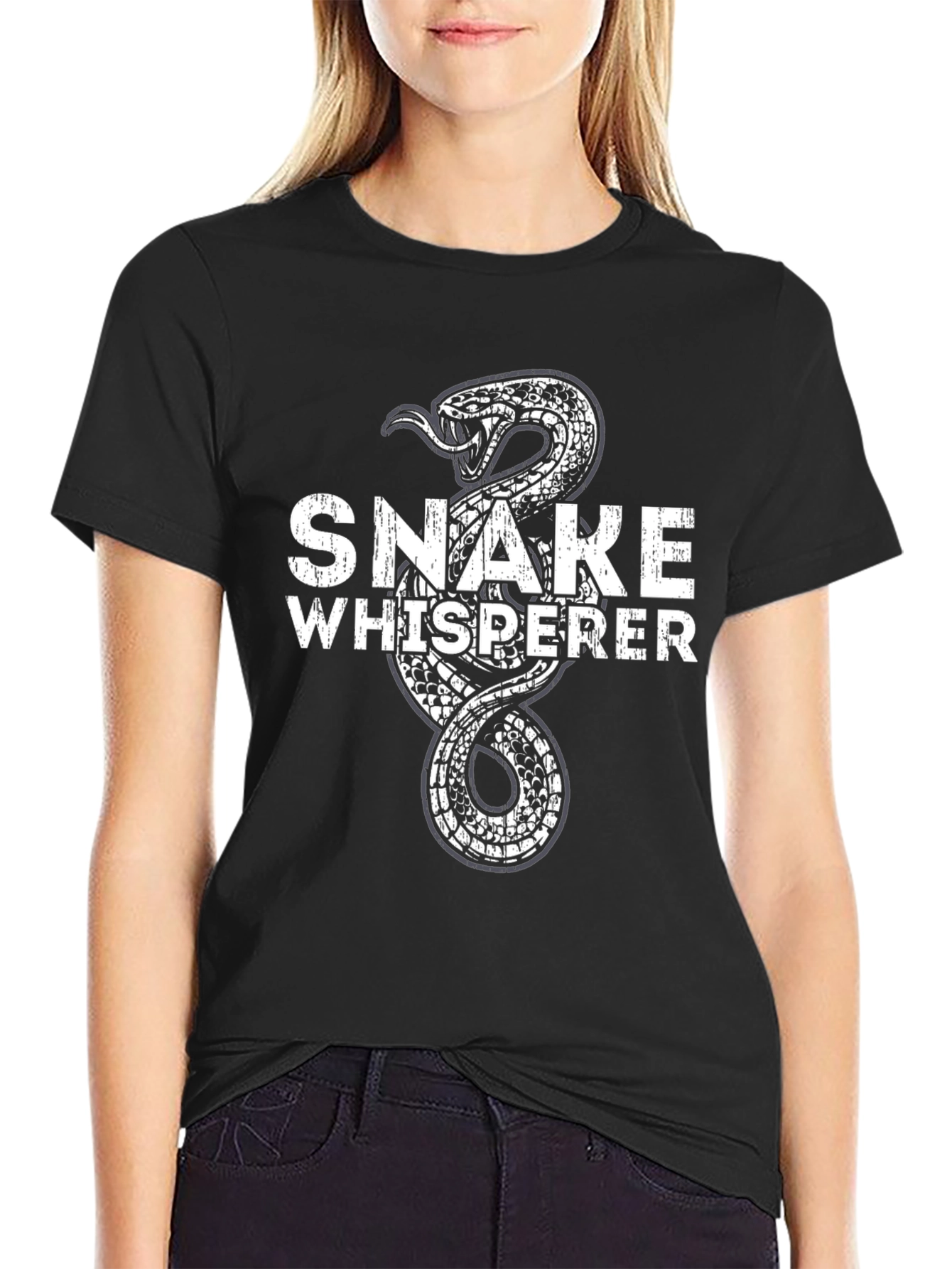 Black Snake Whisperer Graphic T-Shirt - Cotton Blend view 2