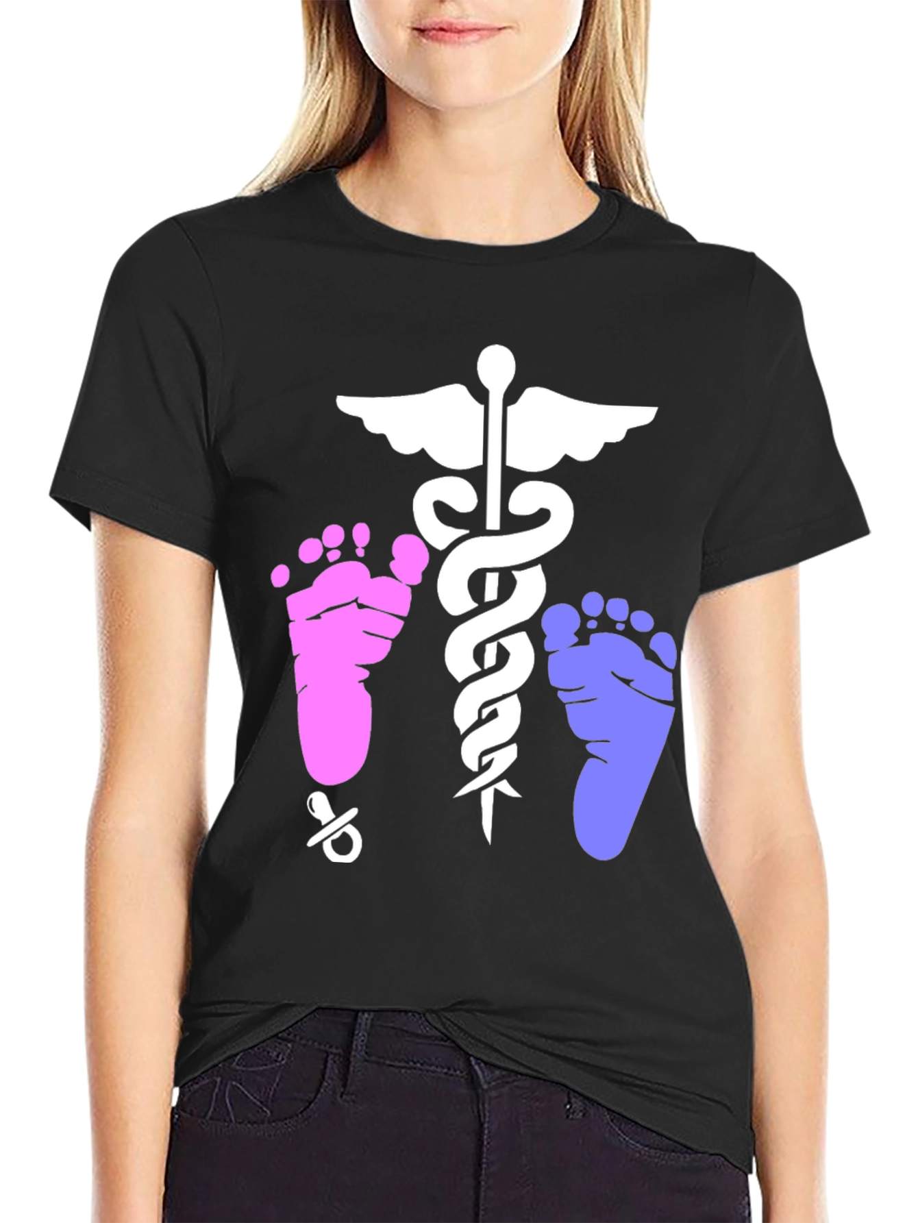 Black Newborn Baby Doctor Unisex T-Shirt view 2