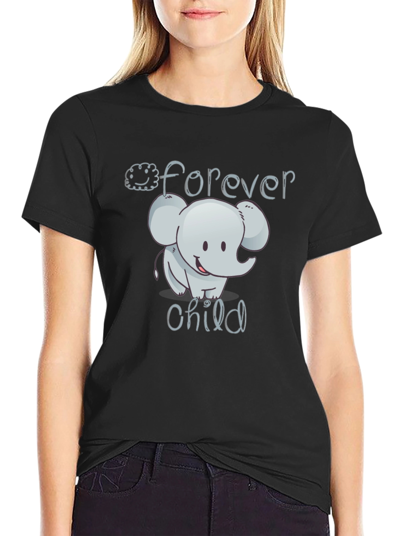 Black Forever Child Elephant Black T-Shirt view 2