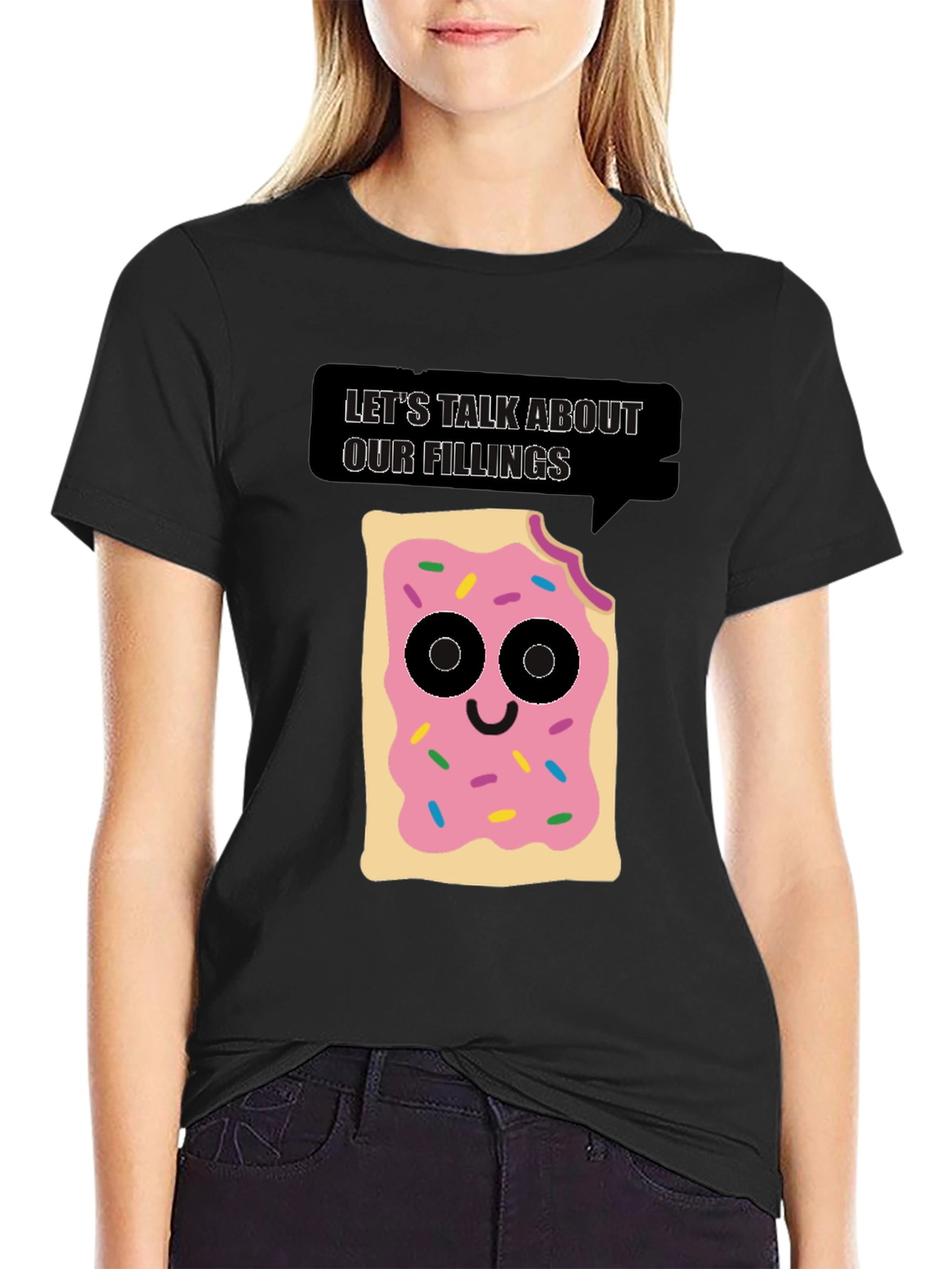 Black Let's Talk About Our Fillings T-Shirt view 2