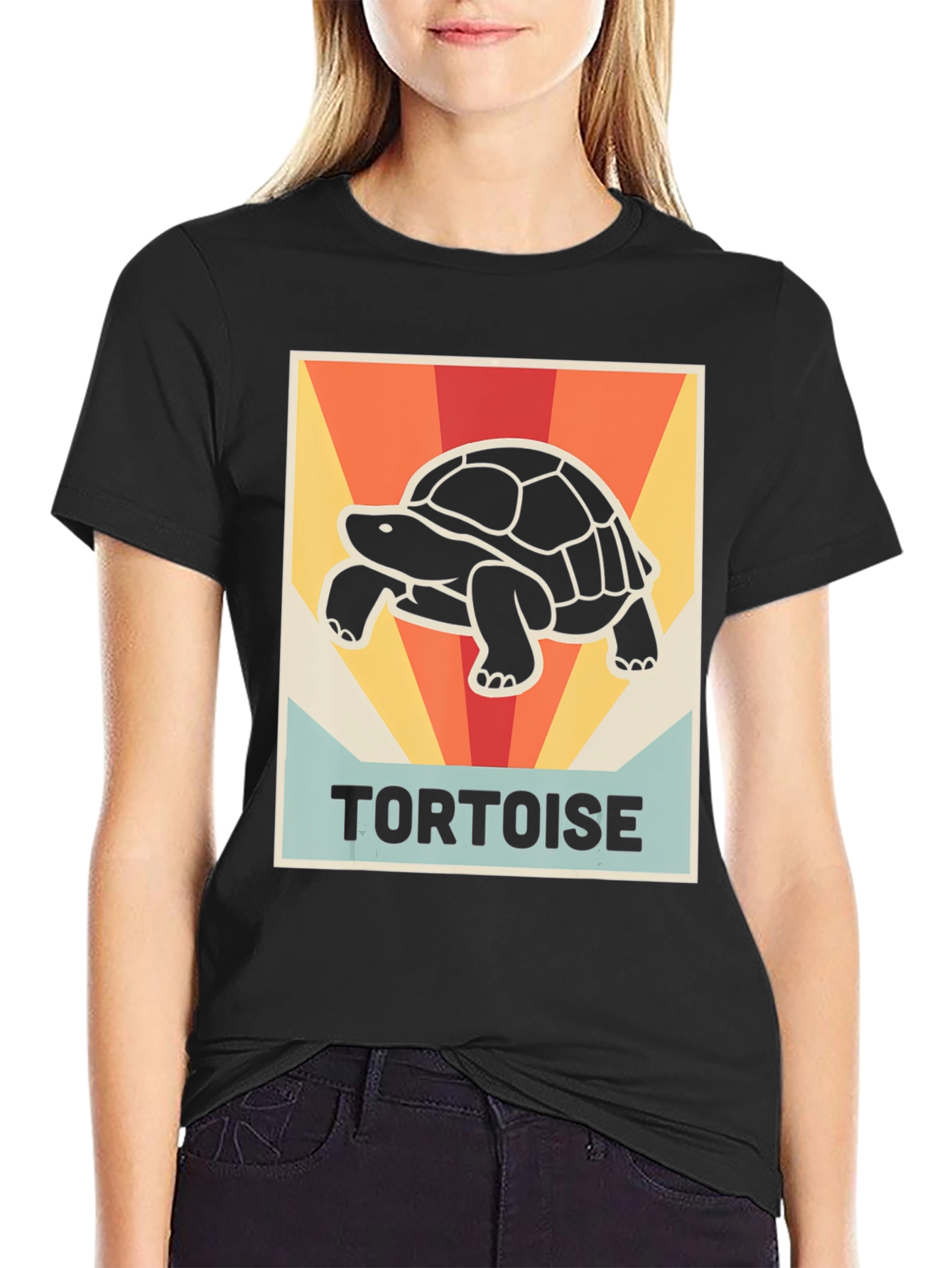 Black Retro Tortoise Graphic Tee - Vintage Style Shirt view 2