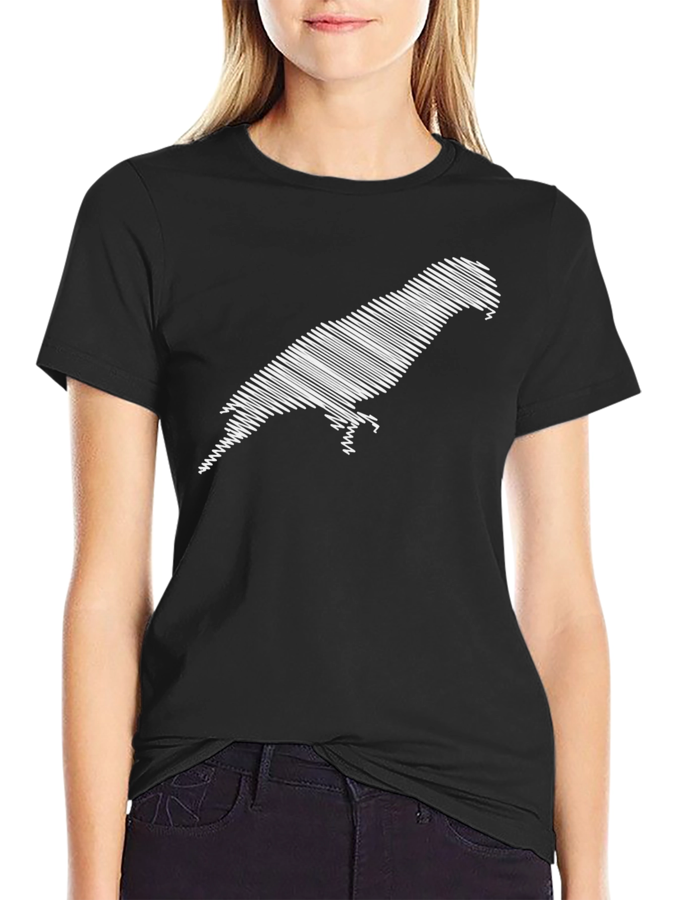 Black Parrot Silhouette Graphic Tee - Black view 2