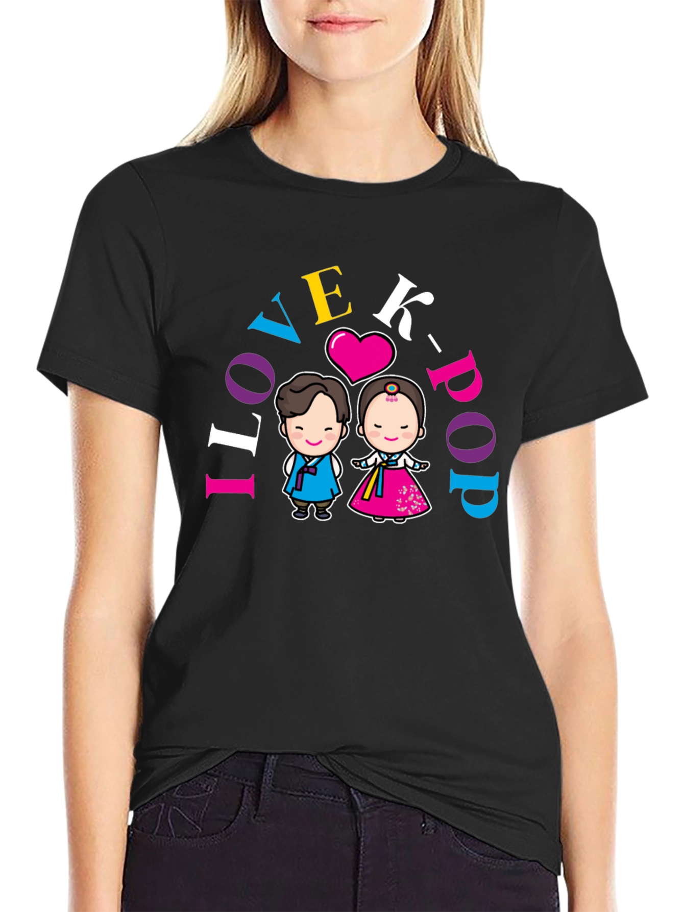 Black I Love K-Pop T-Shirt view 2