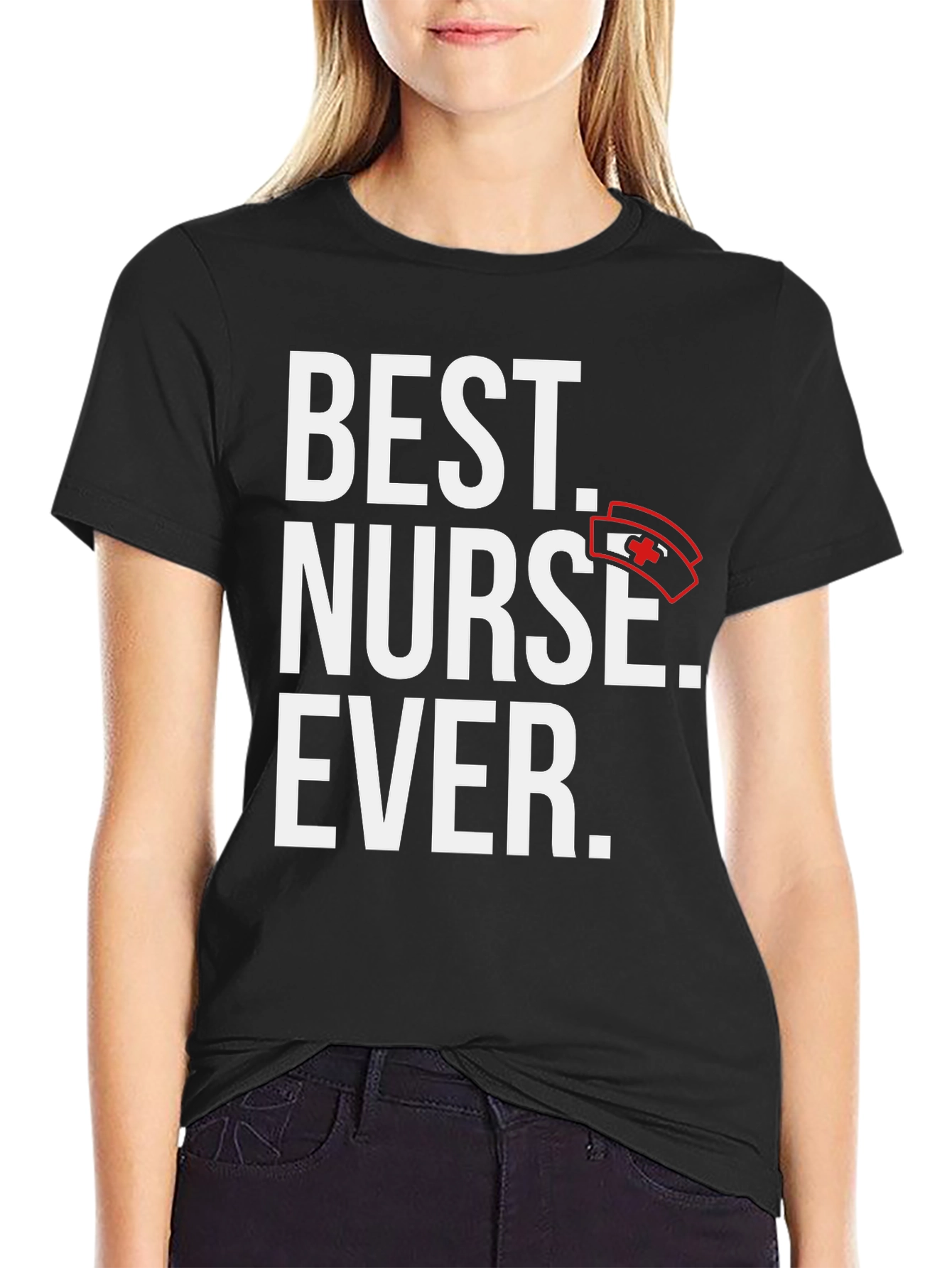 Black Best Nurse Ever Graphic T-Shirt view 2