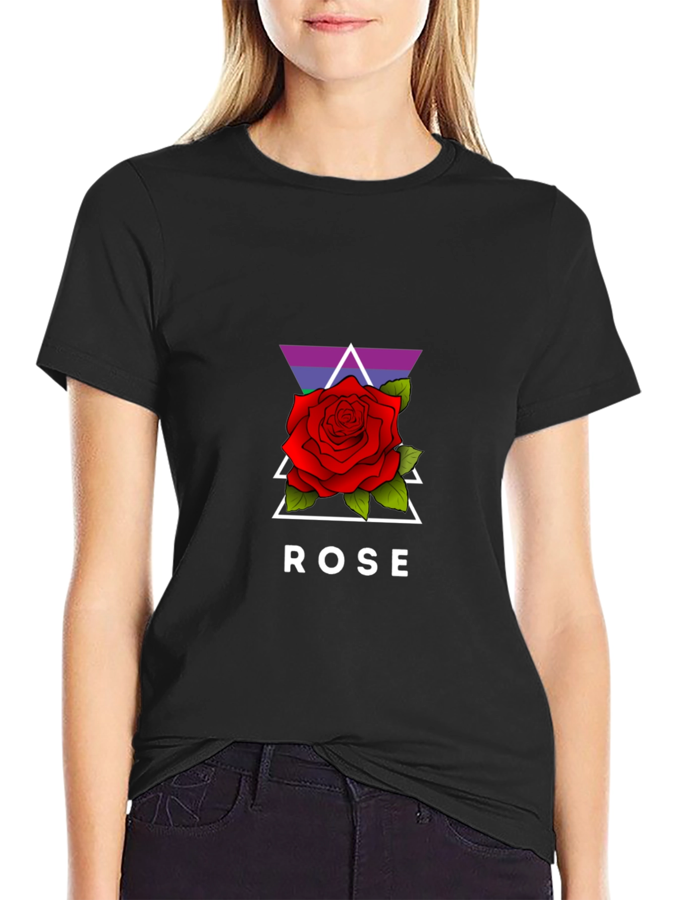 Black Rose Graphic Black T-Shirt view 2