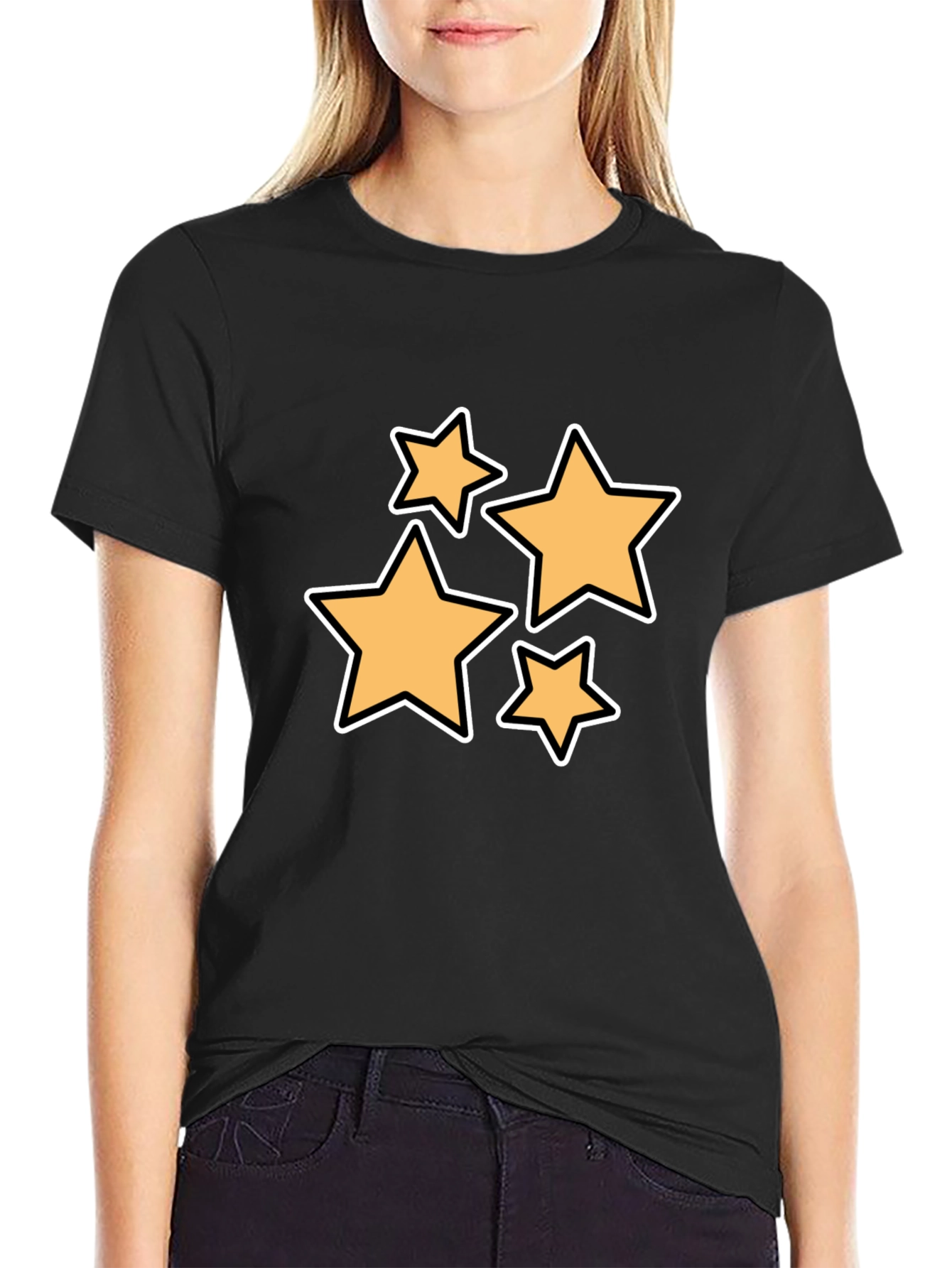 Black Stylish Black T-Shirt with Star Design view 2