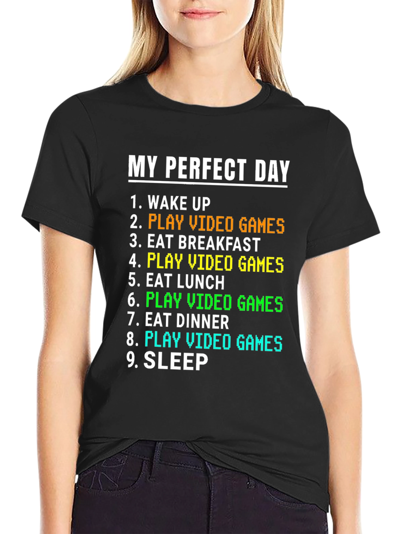 Black My Perfect Day Gamer T-Shirt view 2