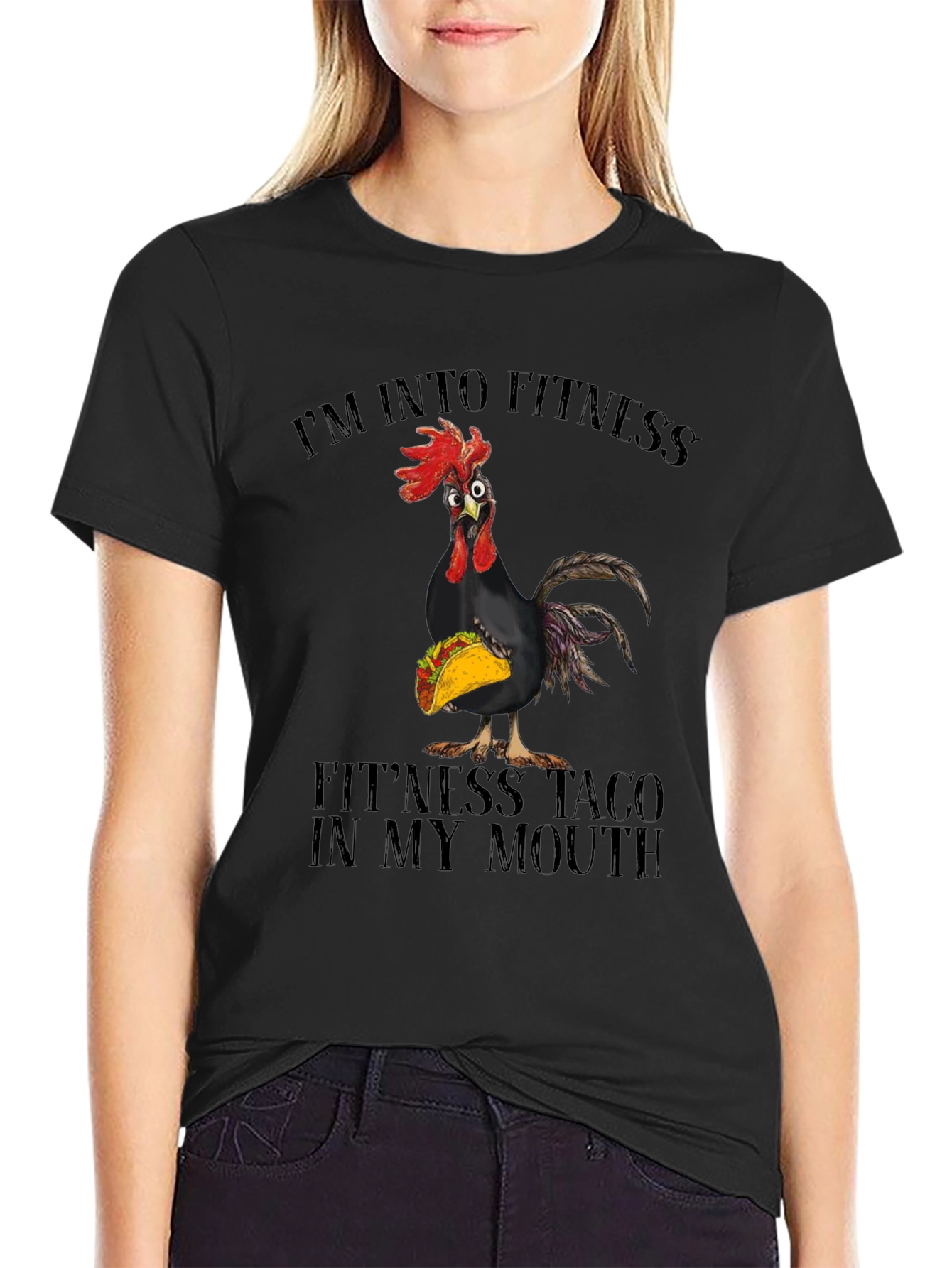 Black Fitness Taco Chicken Graphic Tee view 2