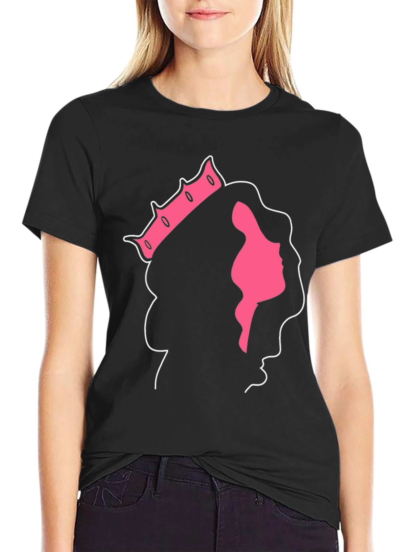 Black Queen Silhouette Black T-Shirt view 2