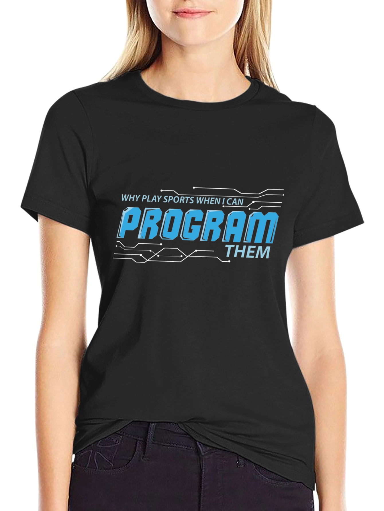 Black Program Sports T-Shirt - Black, Funny Coder Tee view 2